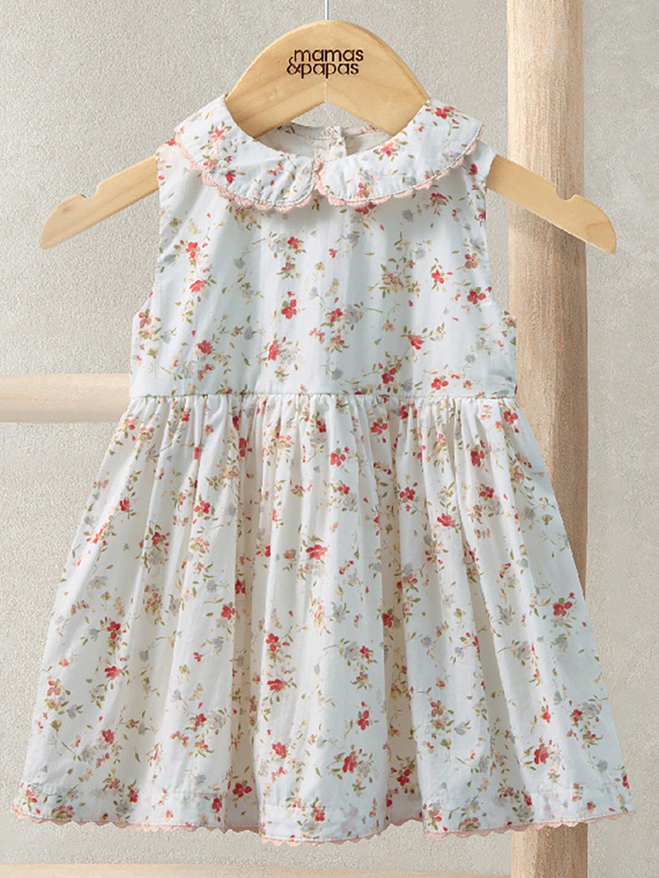 mamas-papas-baby-girls-floral-print-poplin-dress-cream