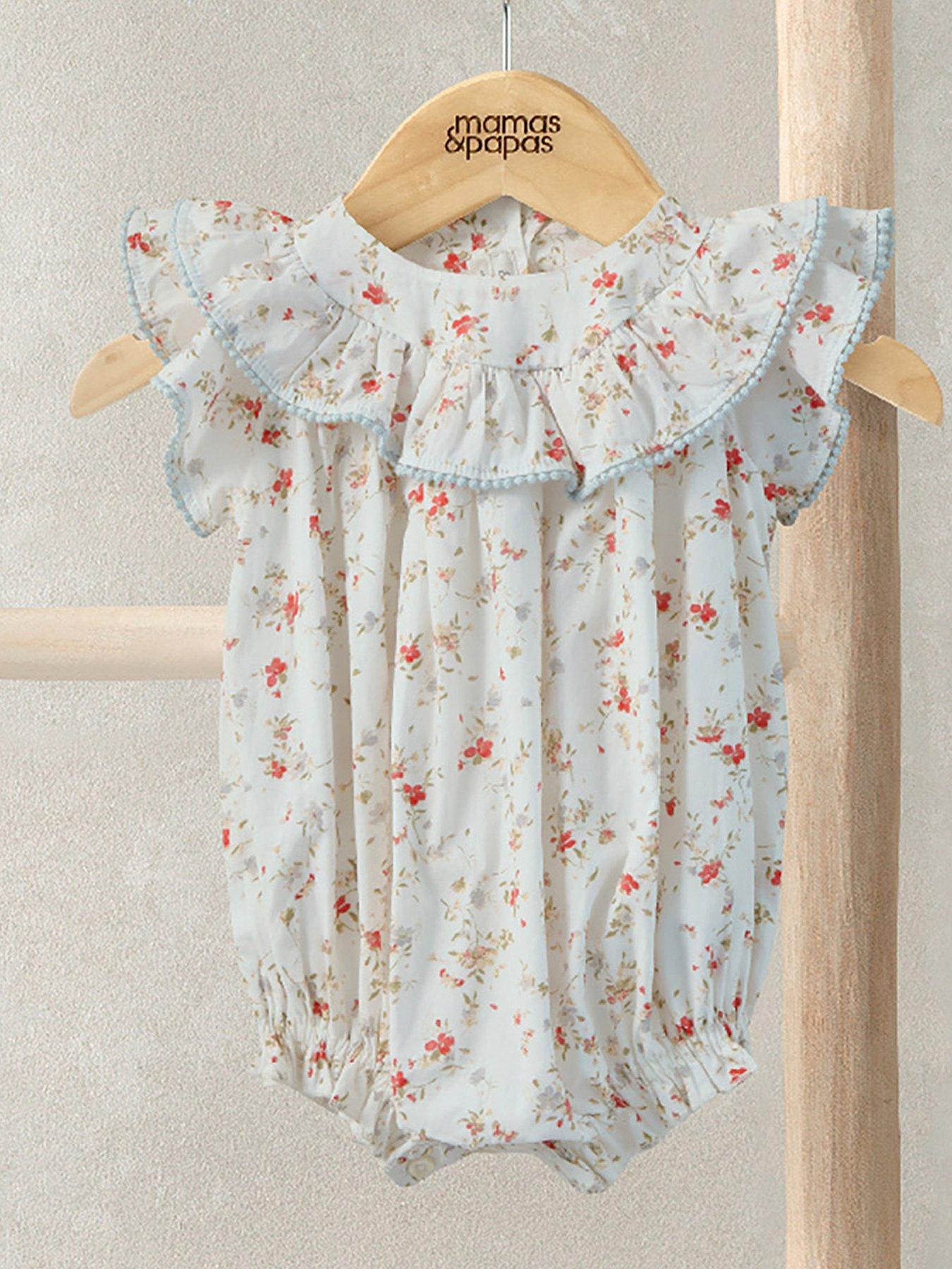Image 1 of 2 of Mamas & Papas Baby Girls Floral Romper - Cream
