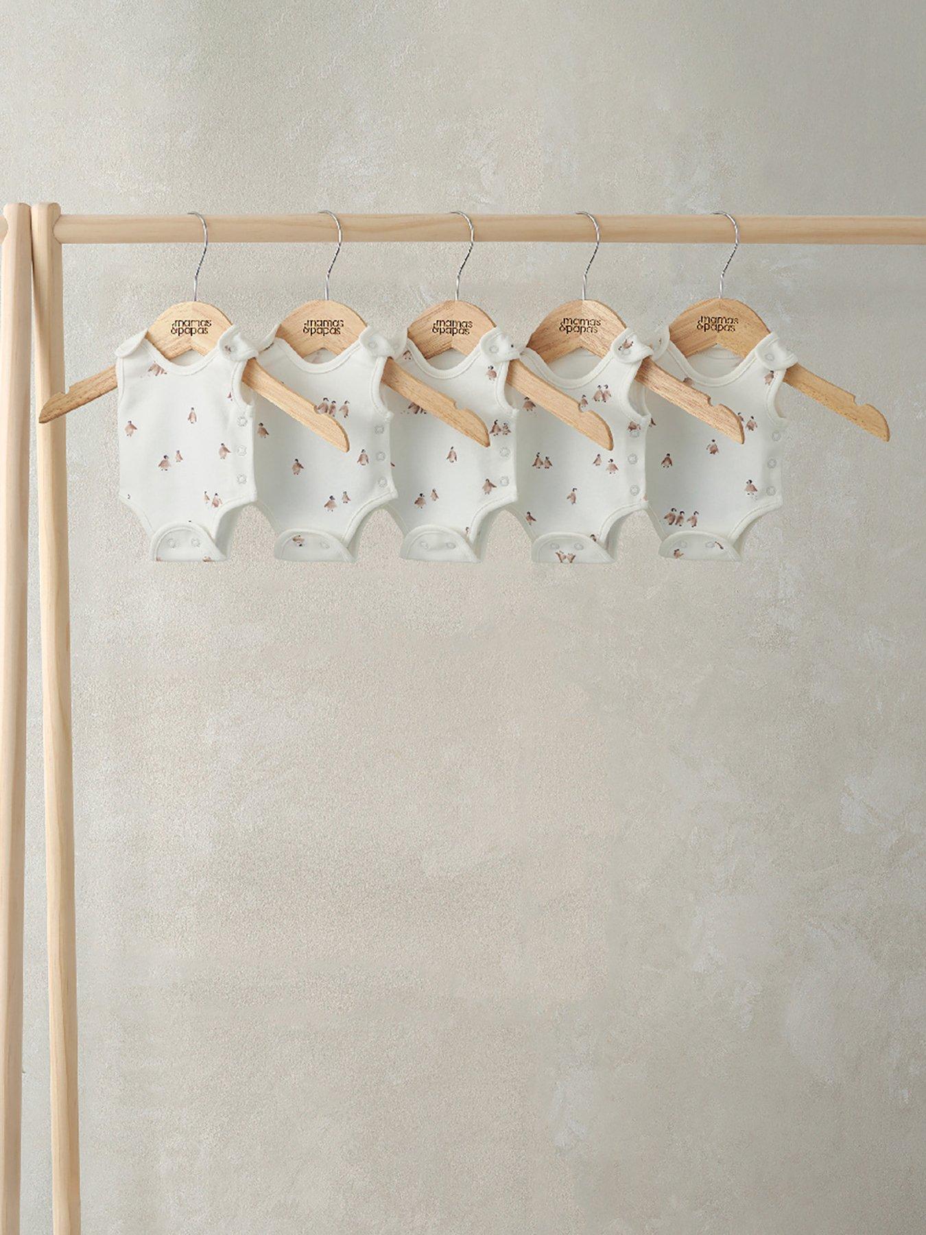 mamas-papas-premature-baby-unisex-5-pack-penguin-bodysuits-white