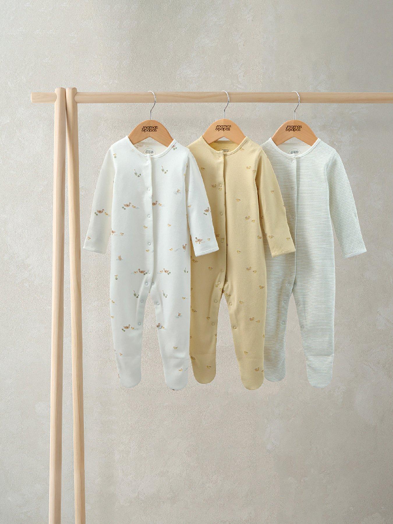 mamas-papas-baby-unisex-3-pack-duckling-sleepsuits-multi