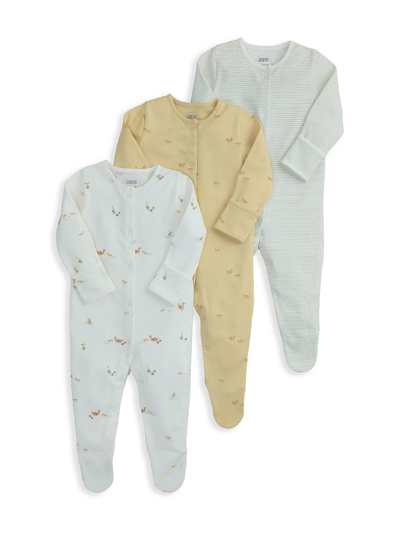 mamas-papas-baby-unisex-3-pack-duckling-sleepsuits-multiback