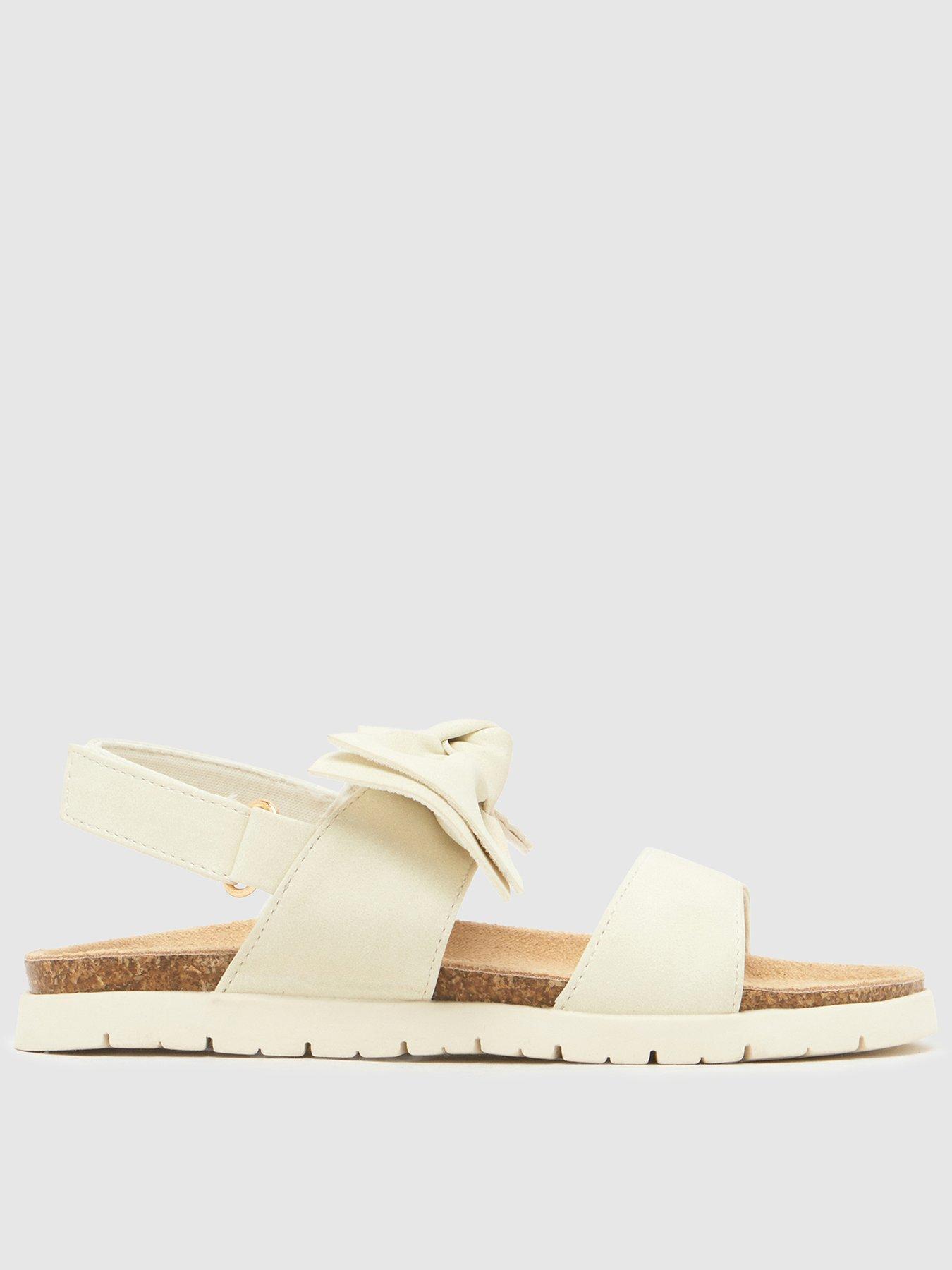Schuh Junior Tartan Bow Footbed Sandal - White