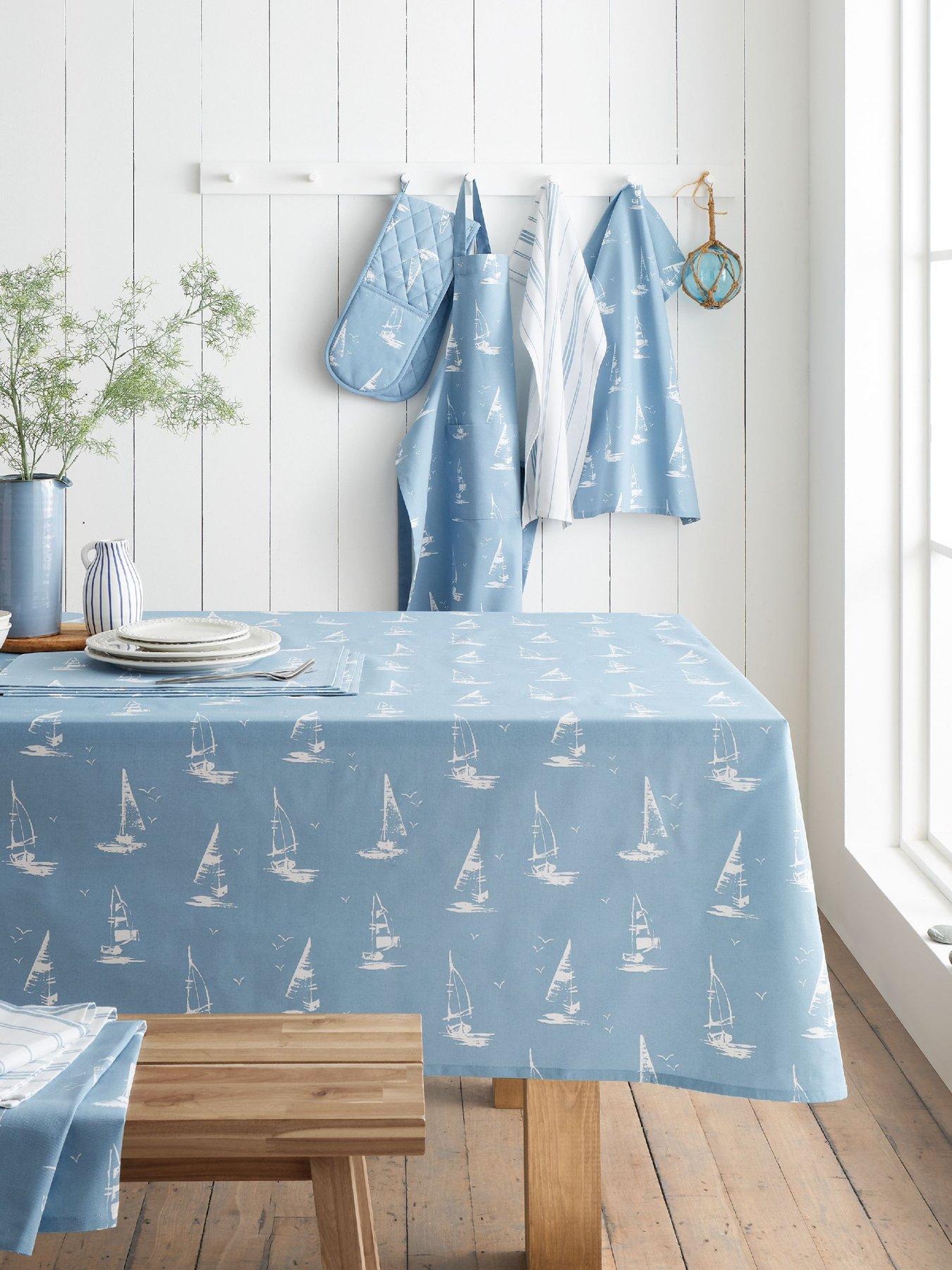 Image 1 of 3 of Catherine Lansfield Salcombe Boats Table Cloth 137x229cm