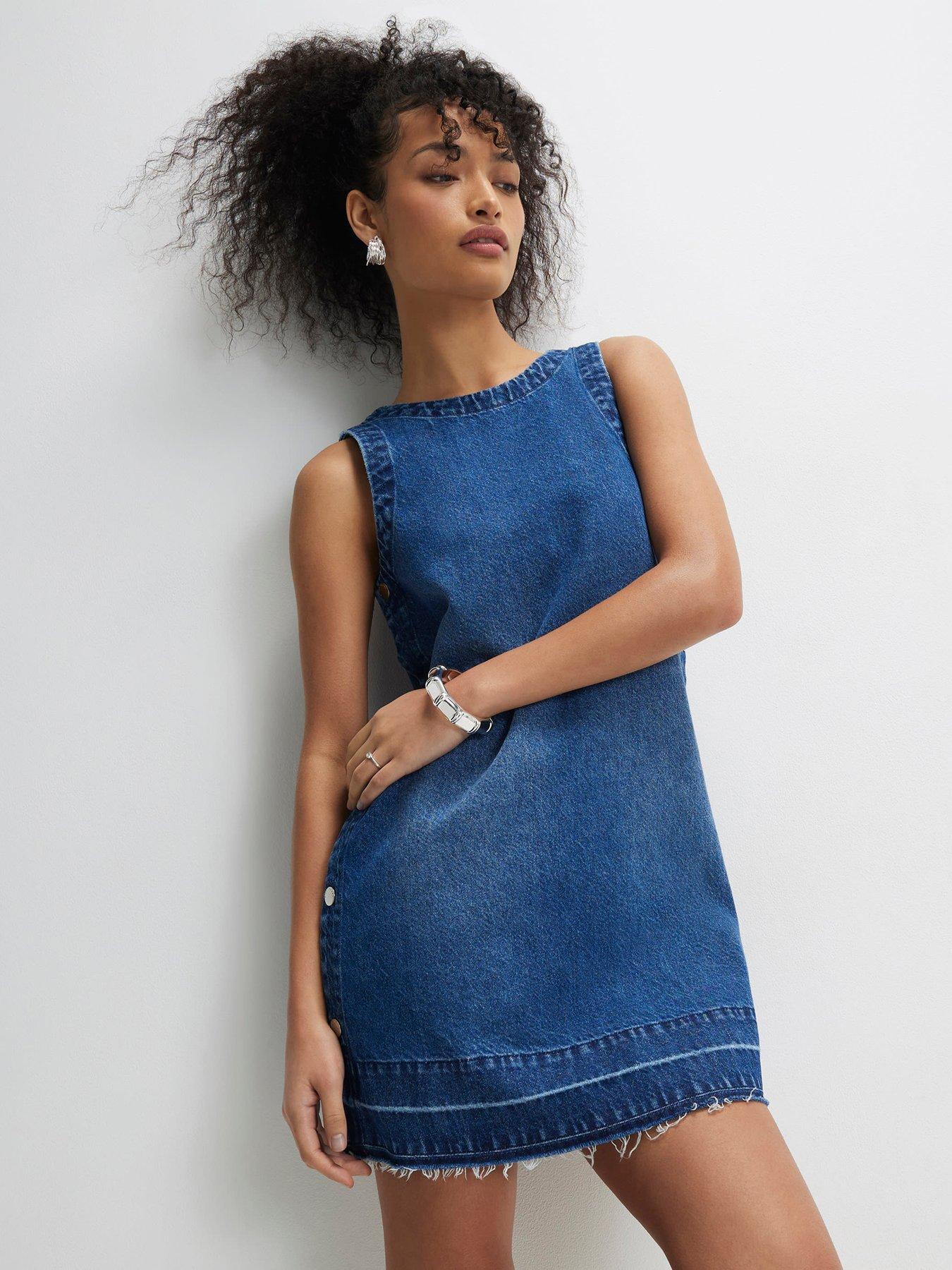 River Island Ellis Mini Swing Popper Dress - Blue
