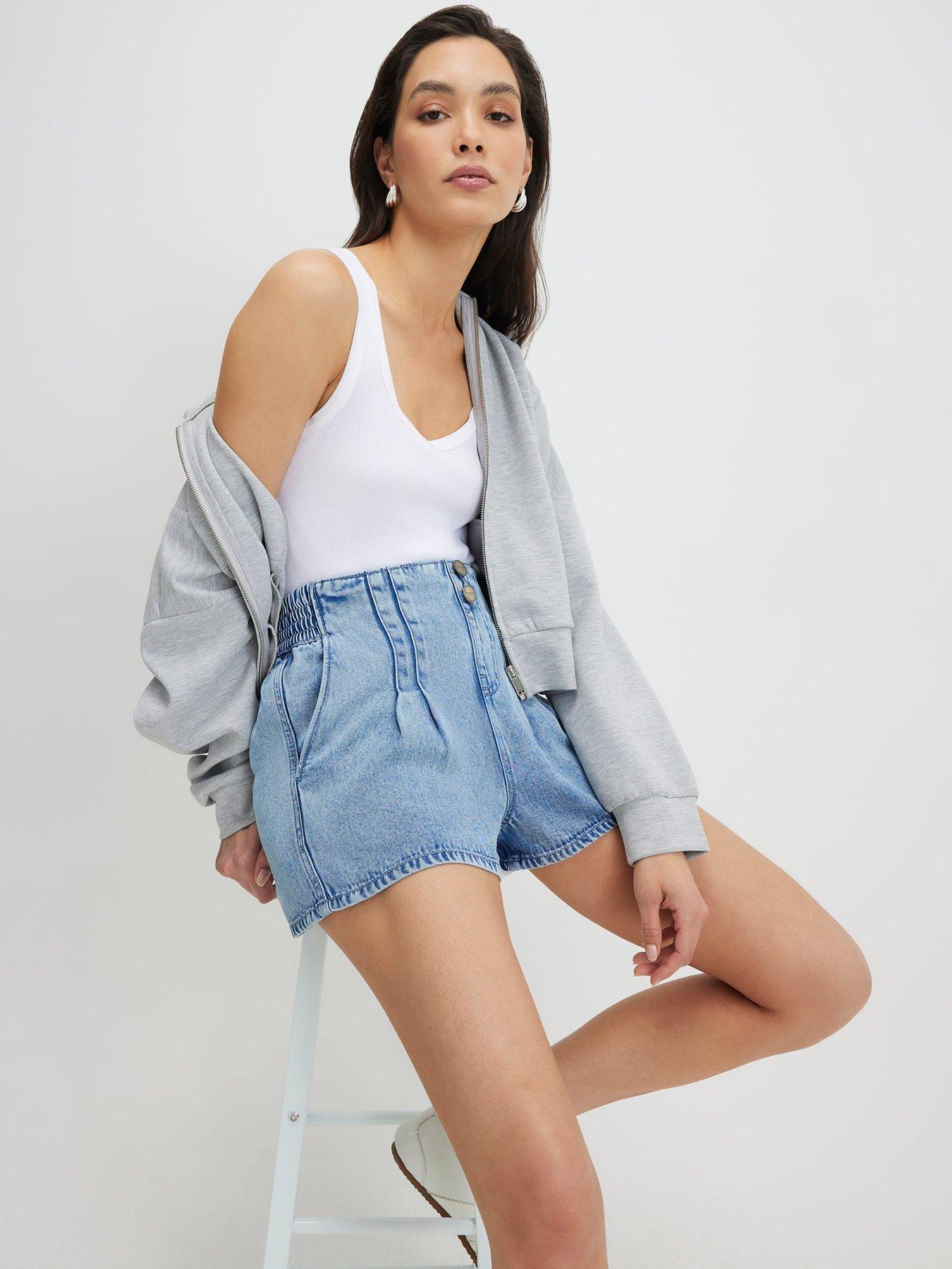 River Island Denim Dart Detail Shorts - Blue