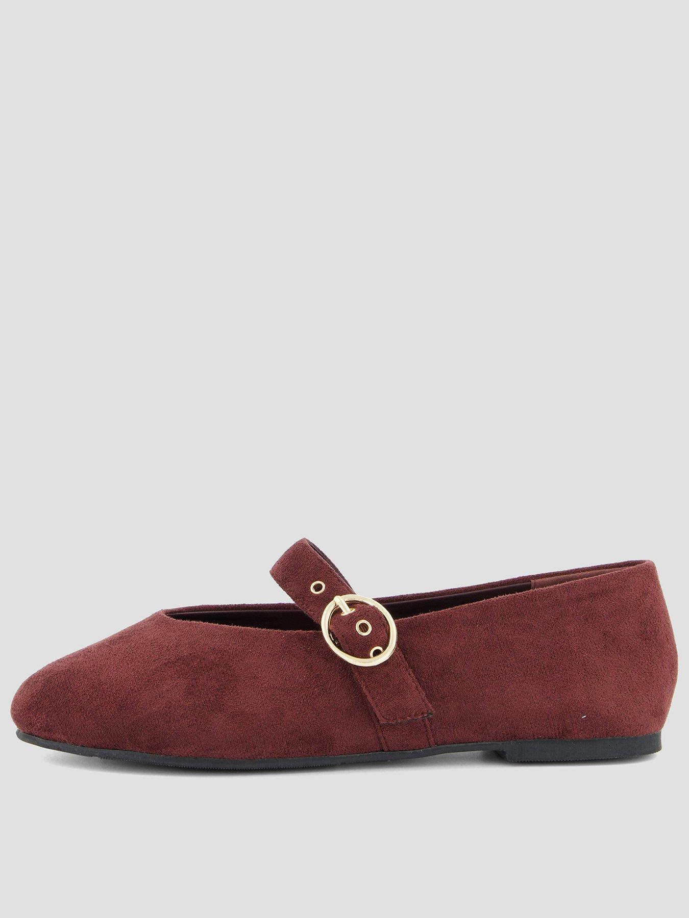 The Very Collection Extra Wide Fit Mary Jane Ballerina - Burgundy