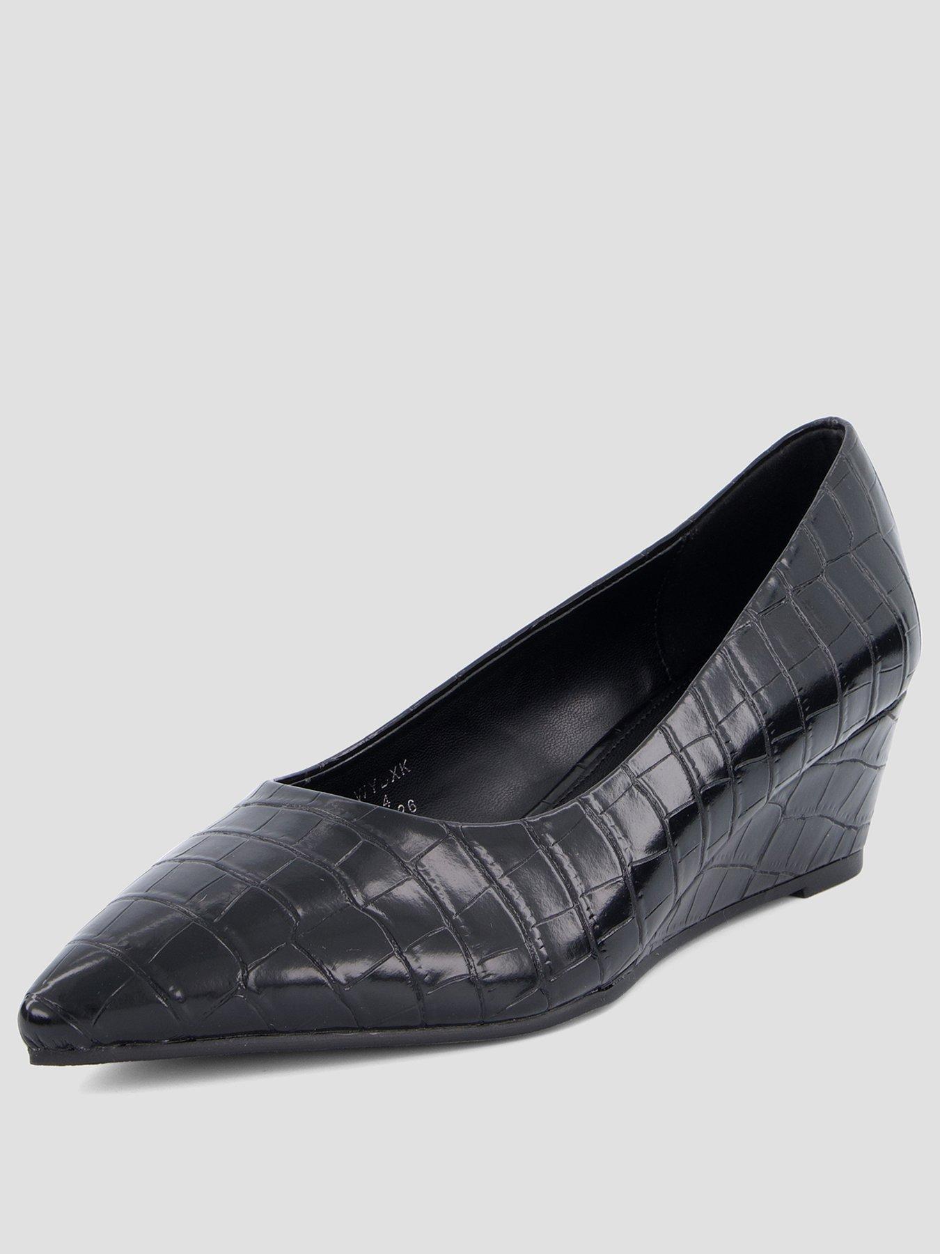 Image 2 of 7 of The Very Collection Wedge Pointed Court Shoes - Black