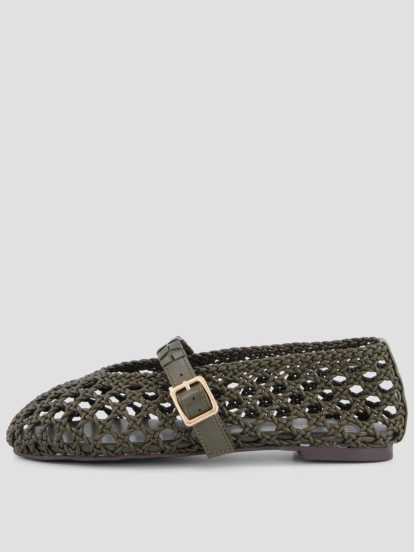 The Very Collection Extra Wide Fit Woven Ballerina Flats - Khaki