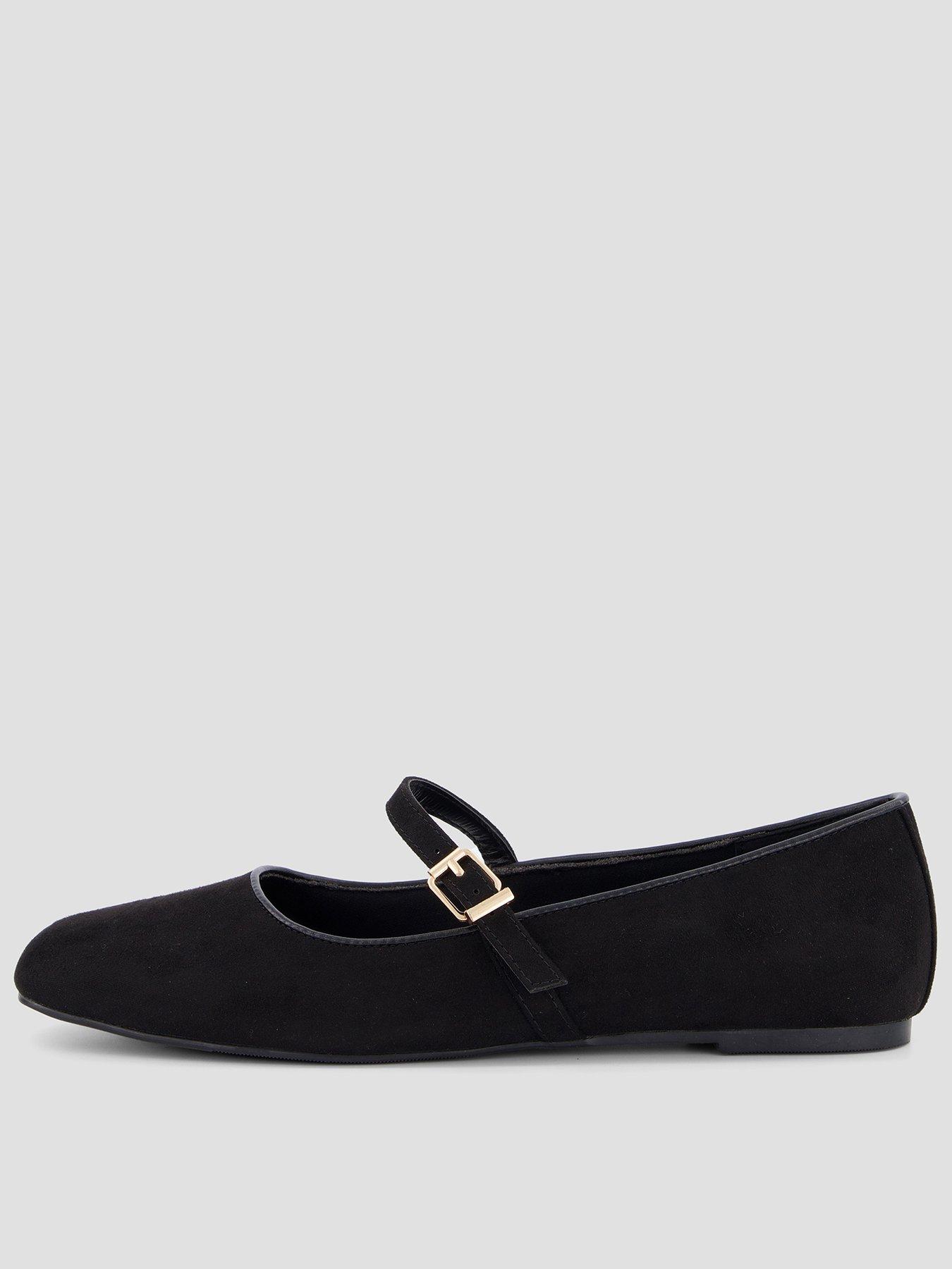Image 1 of 7 of The Very Collection Mary Jane Ballerina Flat Shoes - Black