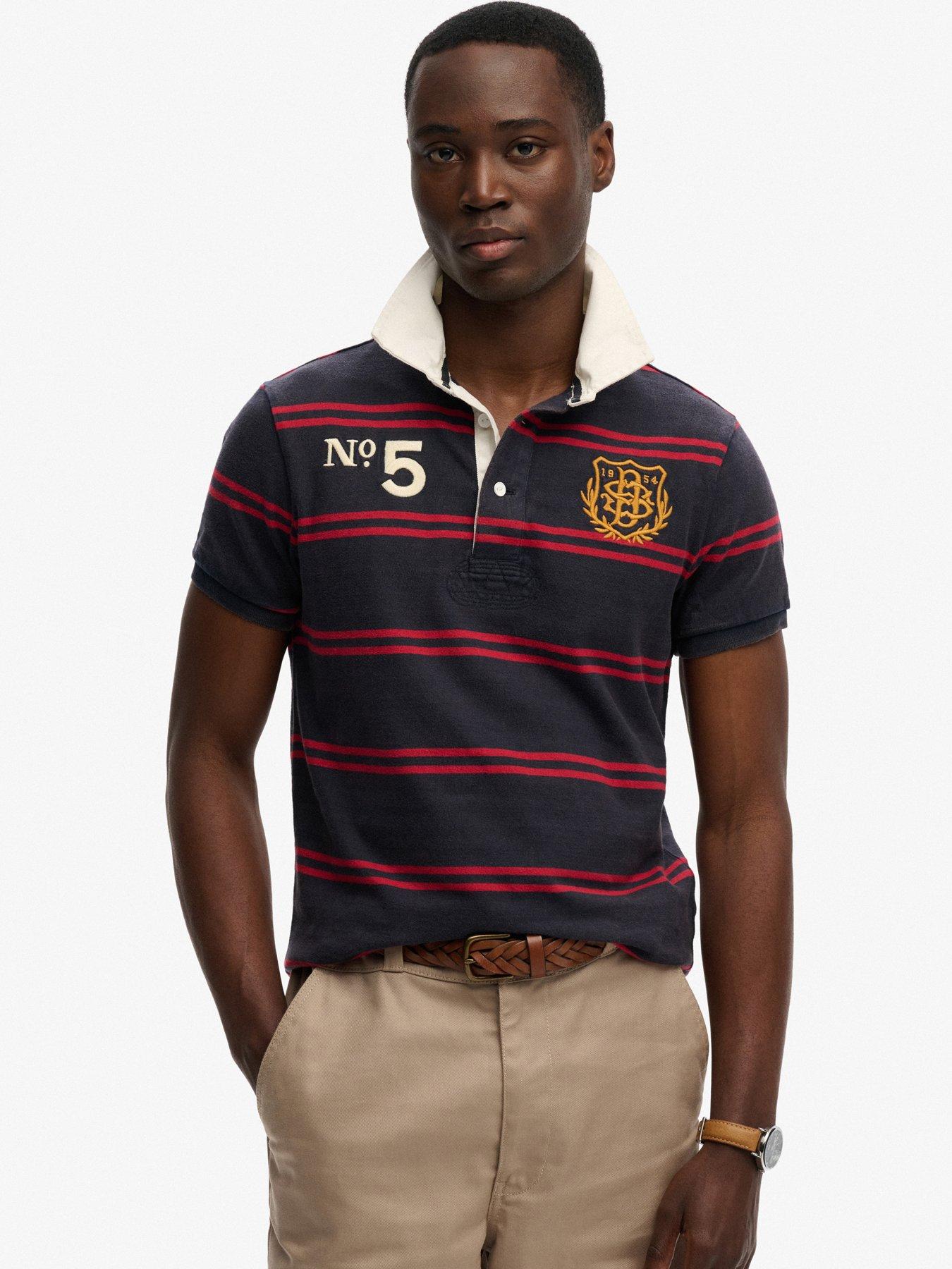 Superdry Superdry Double Emblem Jersey Short Sleeve Rugby Polo Top - Navy