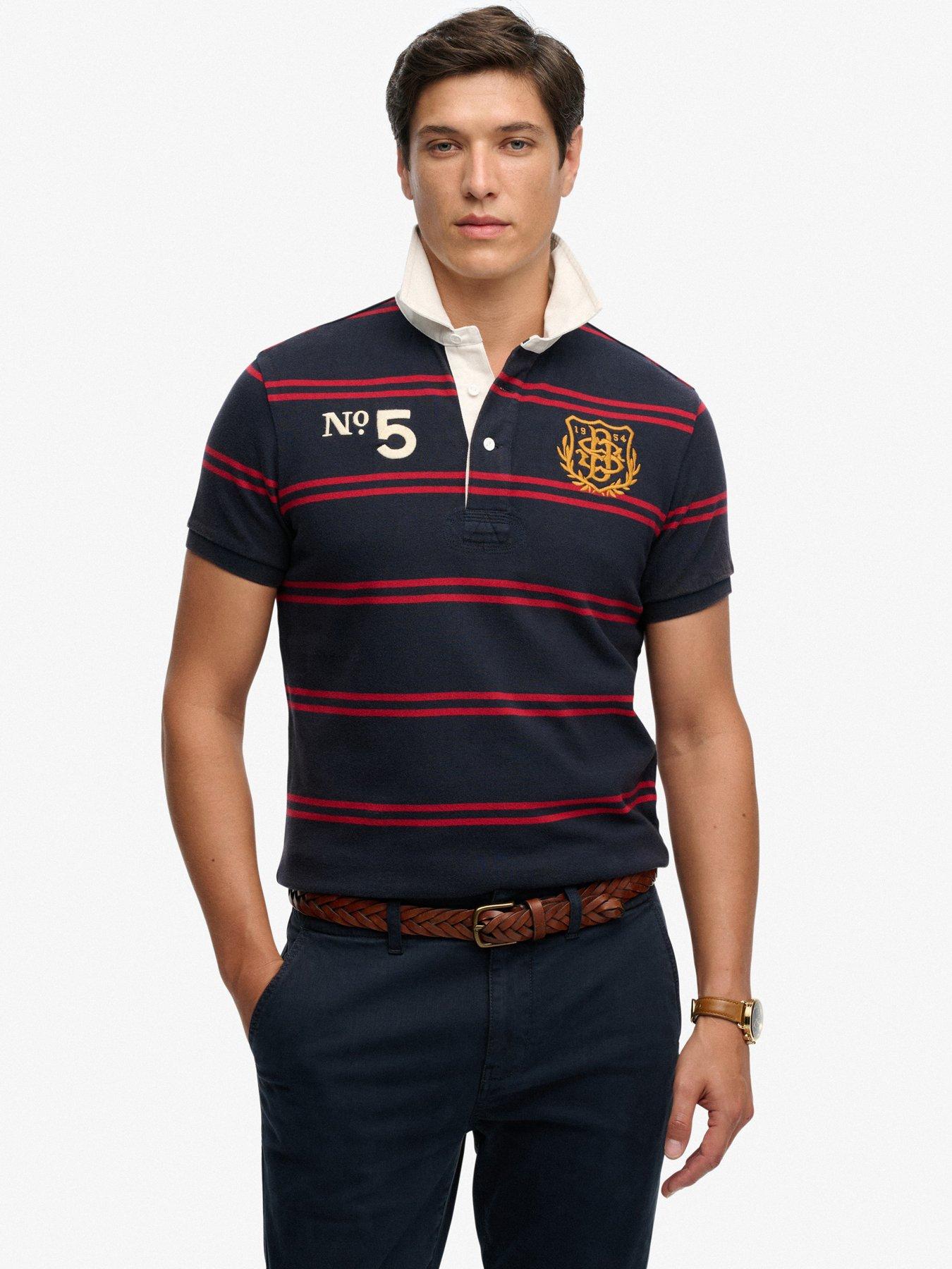 Superdry Superdry Double Emblem Jersey Short Sleeve Rugby Polo Top - Navy