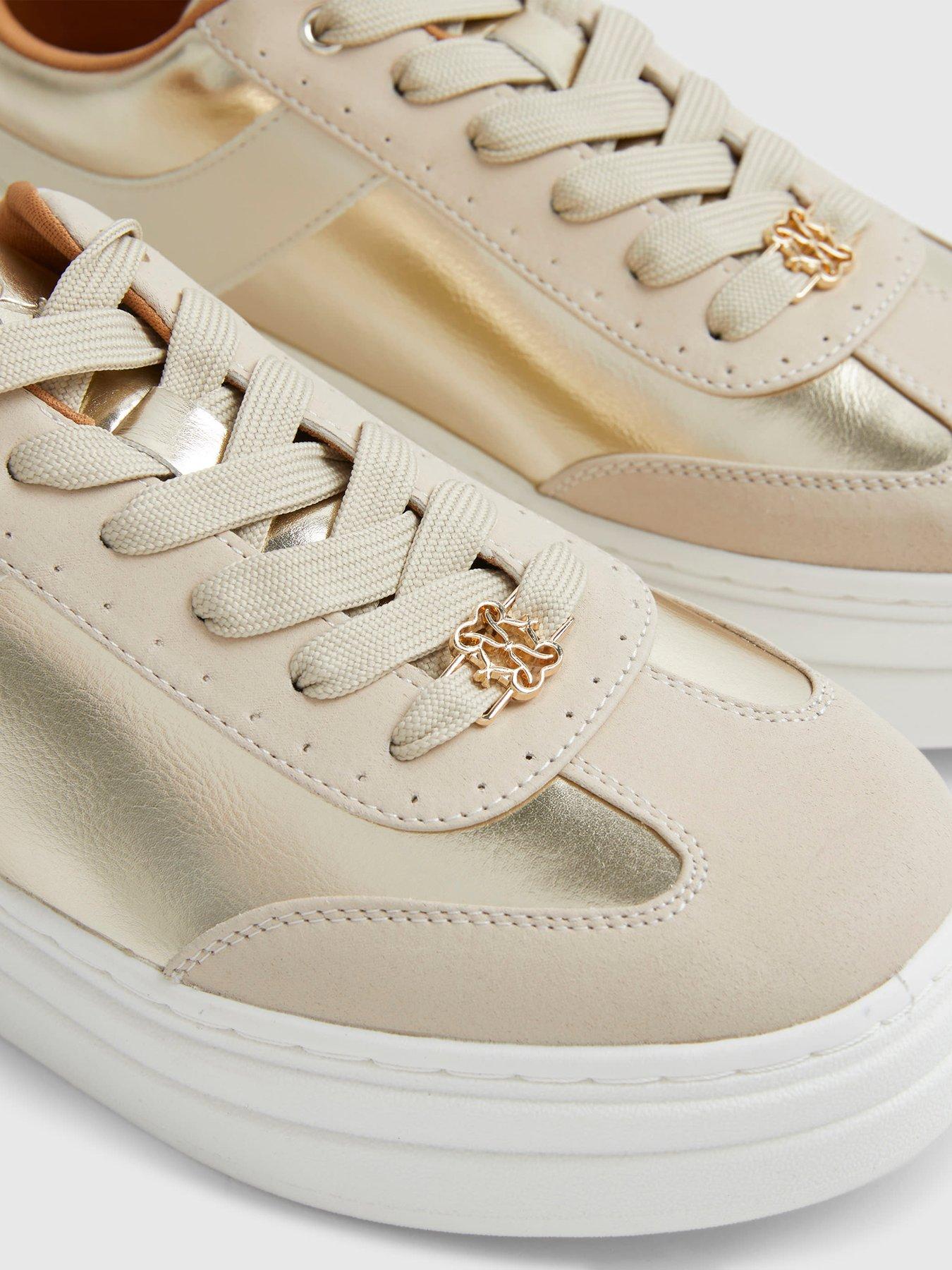 Image 6 of 6 of River Island Retro Platform Lace Up Trainer - Gold