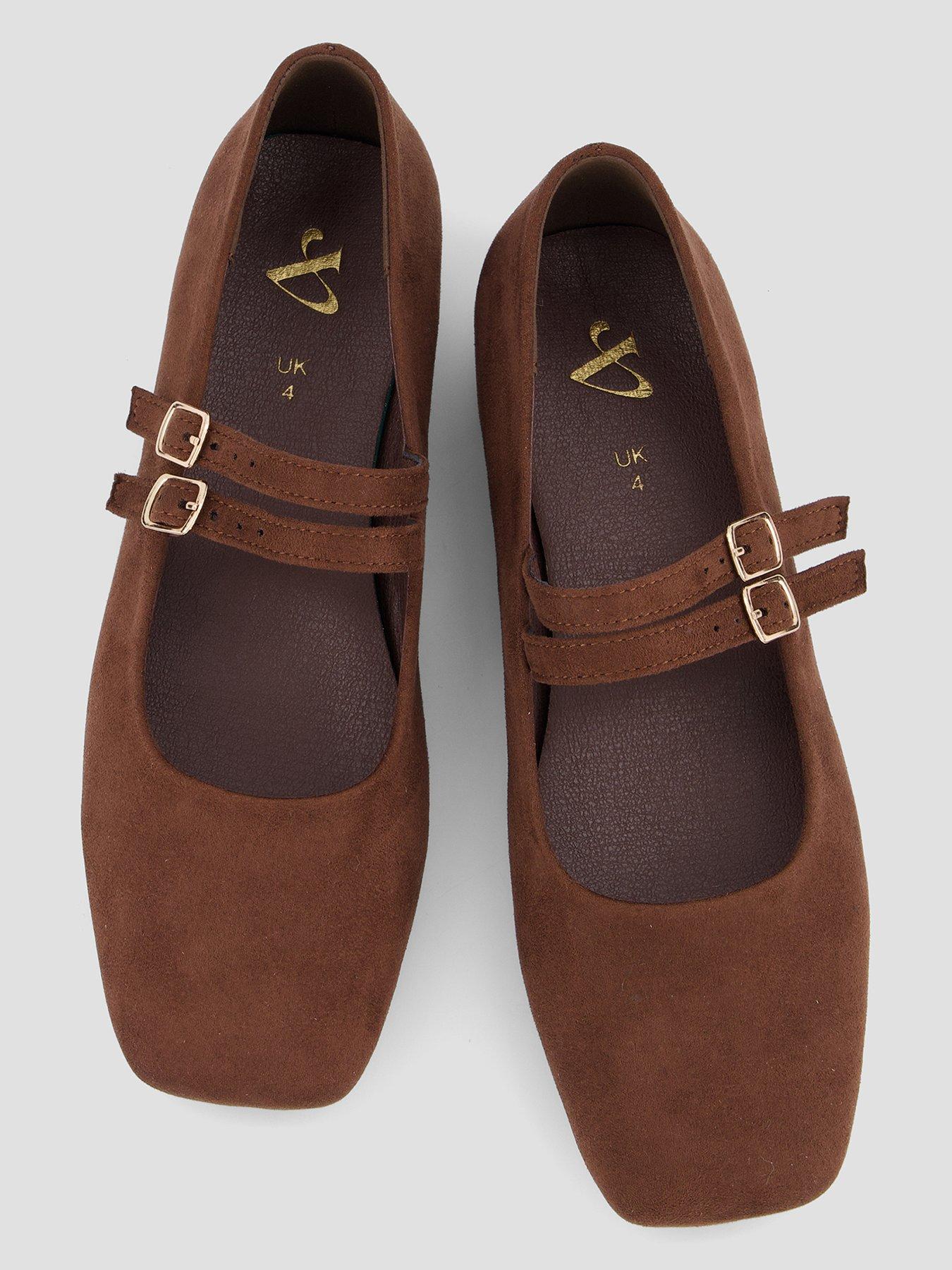 Image 3 of 7 of The Very Collection Wide Fit Low Heel Mary Jane Shoes - Brown