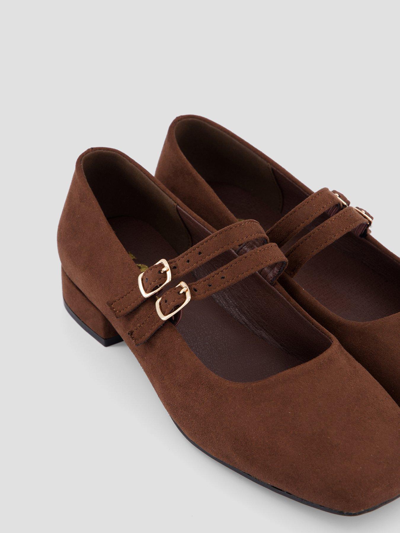 Image 5 of 7 of The Very Collection Wide Fit Low Heel Mary Jane Shoes - Brown