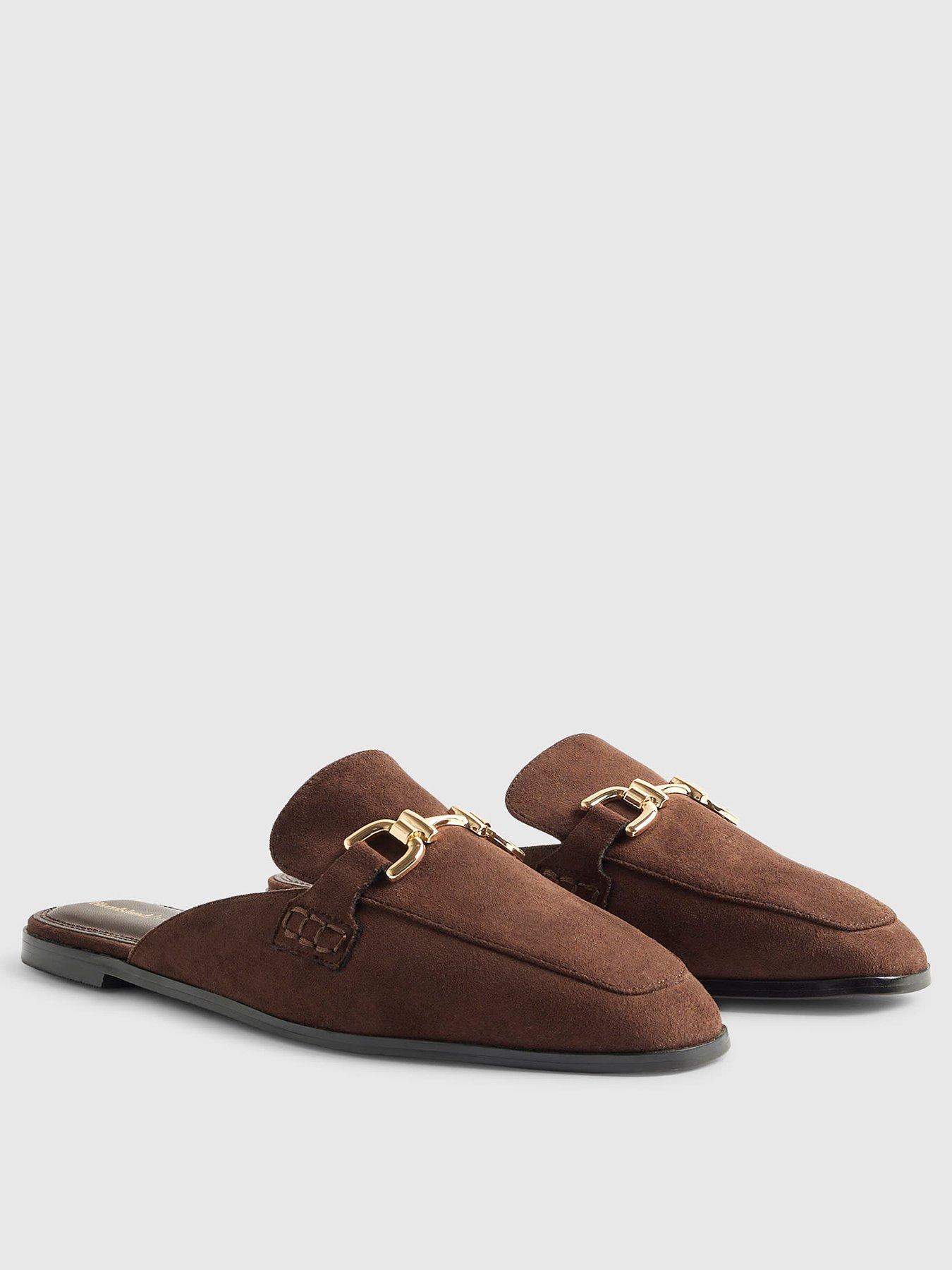 Image 3 of 6 of River Island Suedette Backless Loafers - Brown