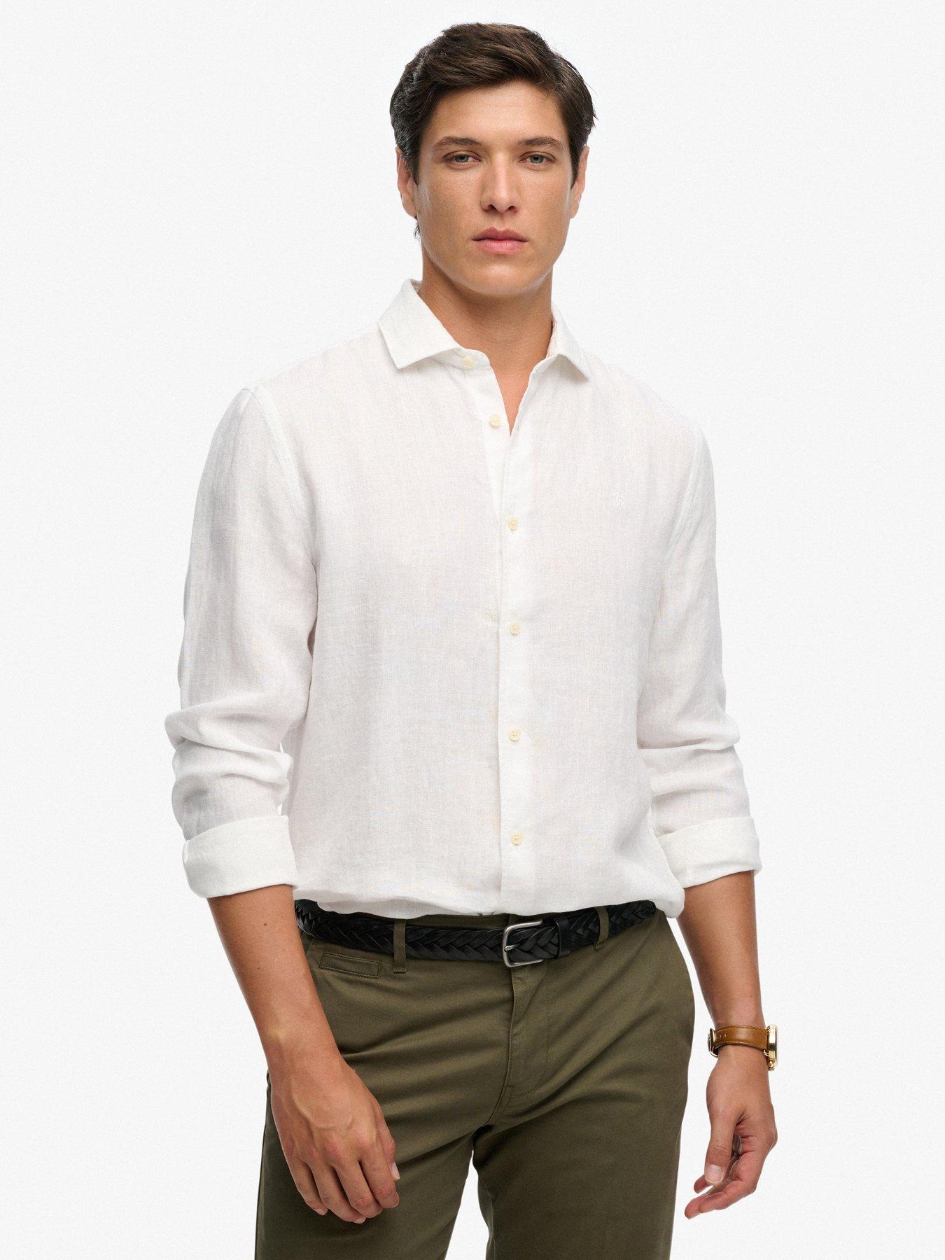 Superdry Superdry Riviera Long Sleeve Linen Shirt - White