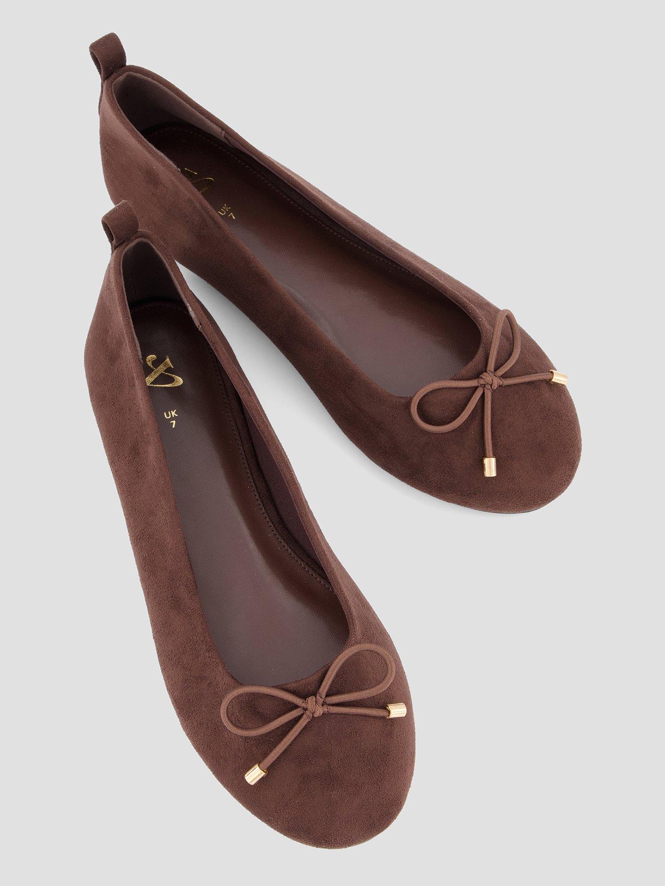 Image 3 of 7 of The Very Collection Flat Ballerina Shoes - Brown