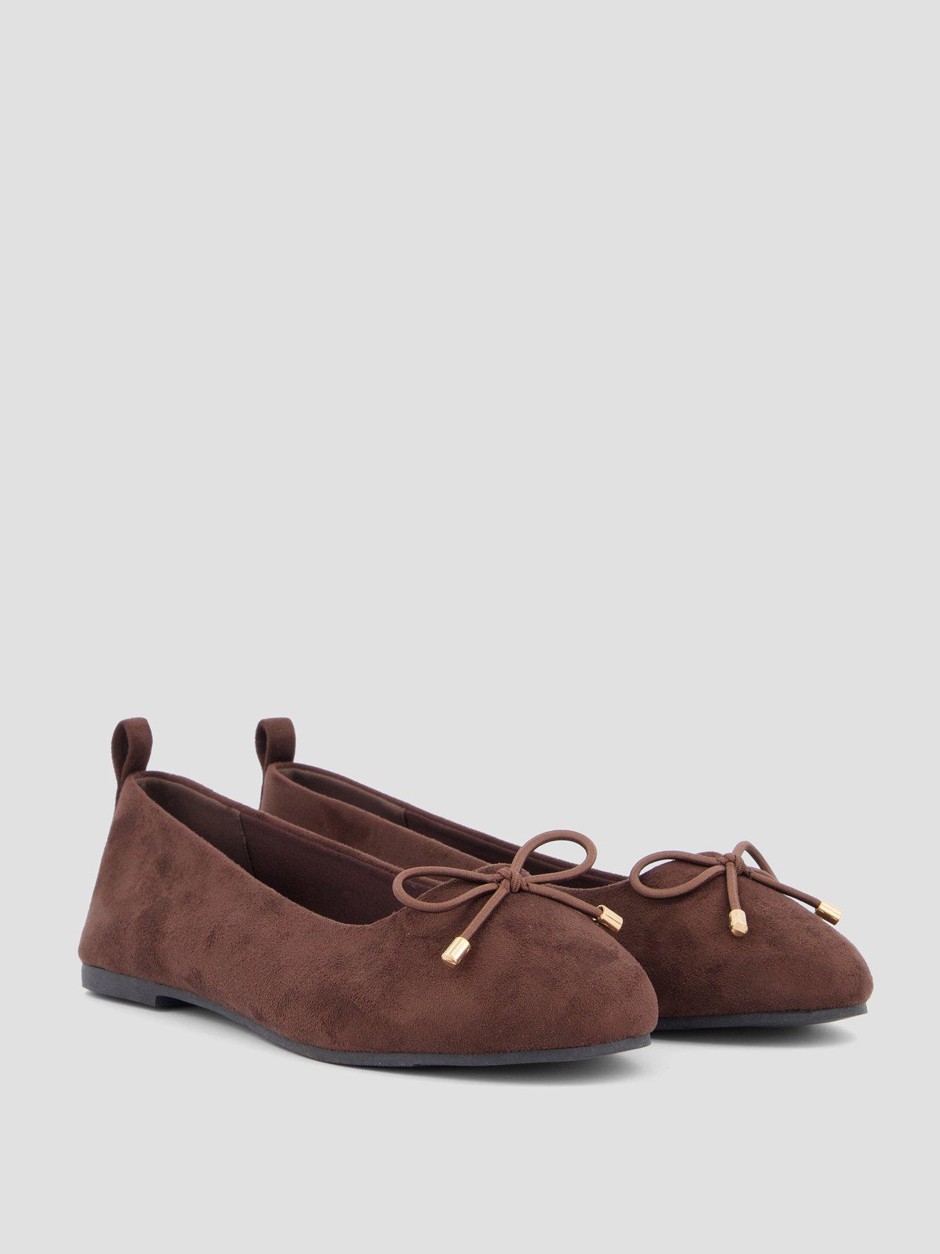 Image 6 of 7 of The Very Collection Flat Ballerina Shoes - Brown