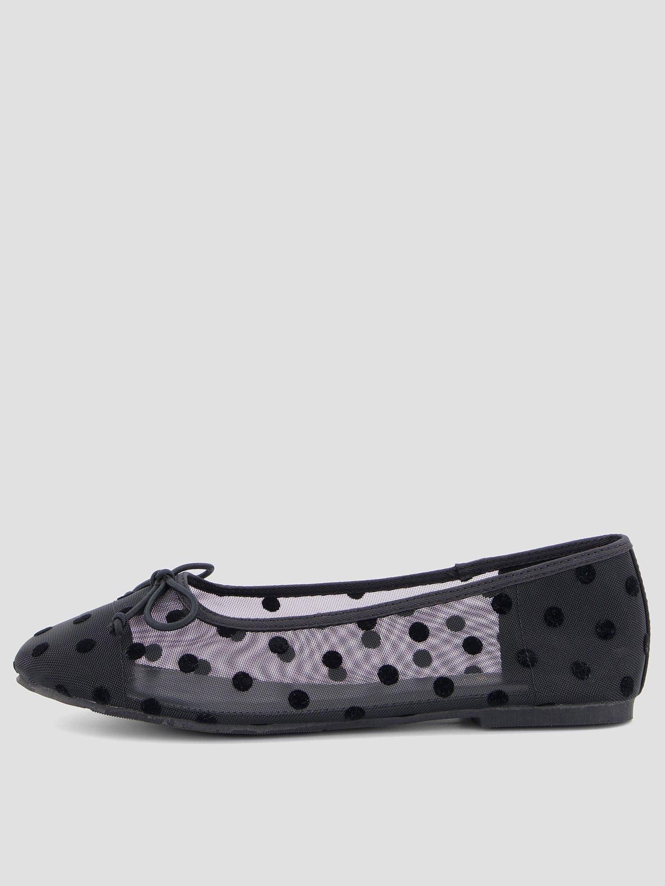 The Very Collection Wide Fit Polka Dot Ballerina Shoes - Black
