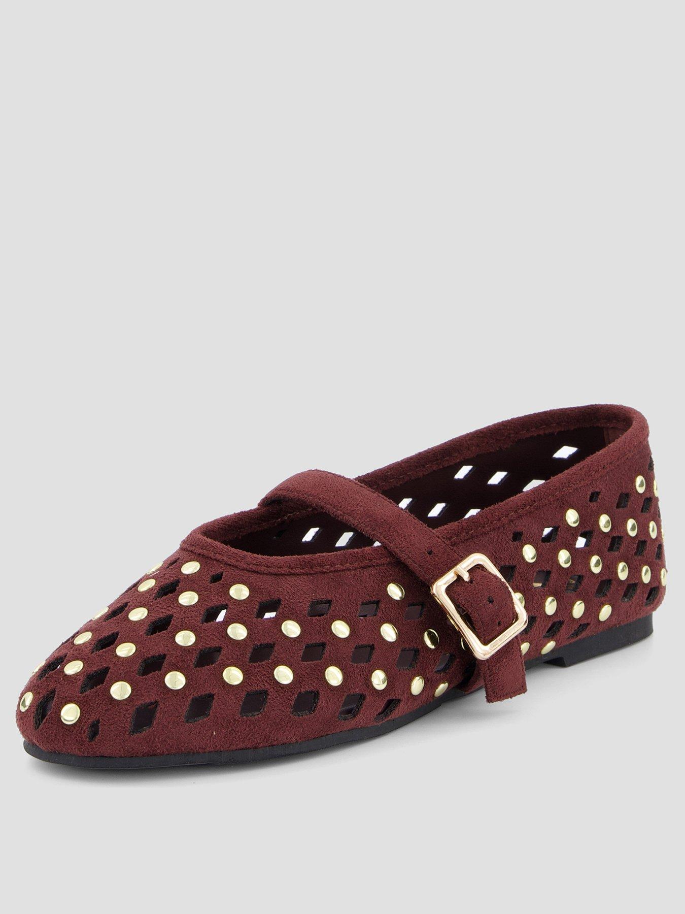 Image 2 of 7 of The Very Collection Studded Ballerina Flats - Burgundy