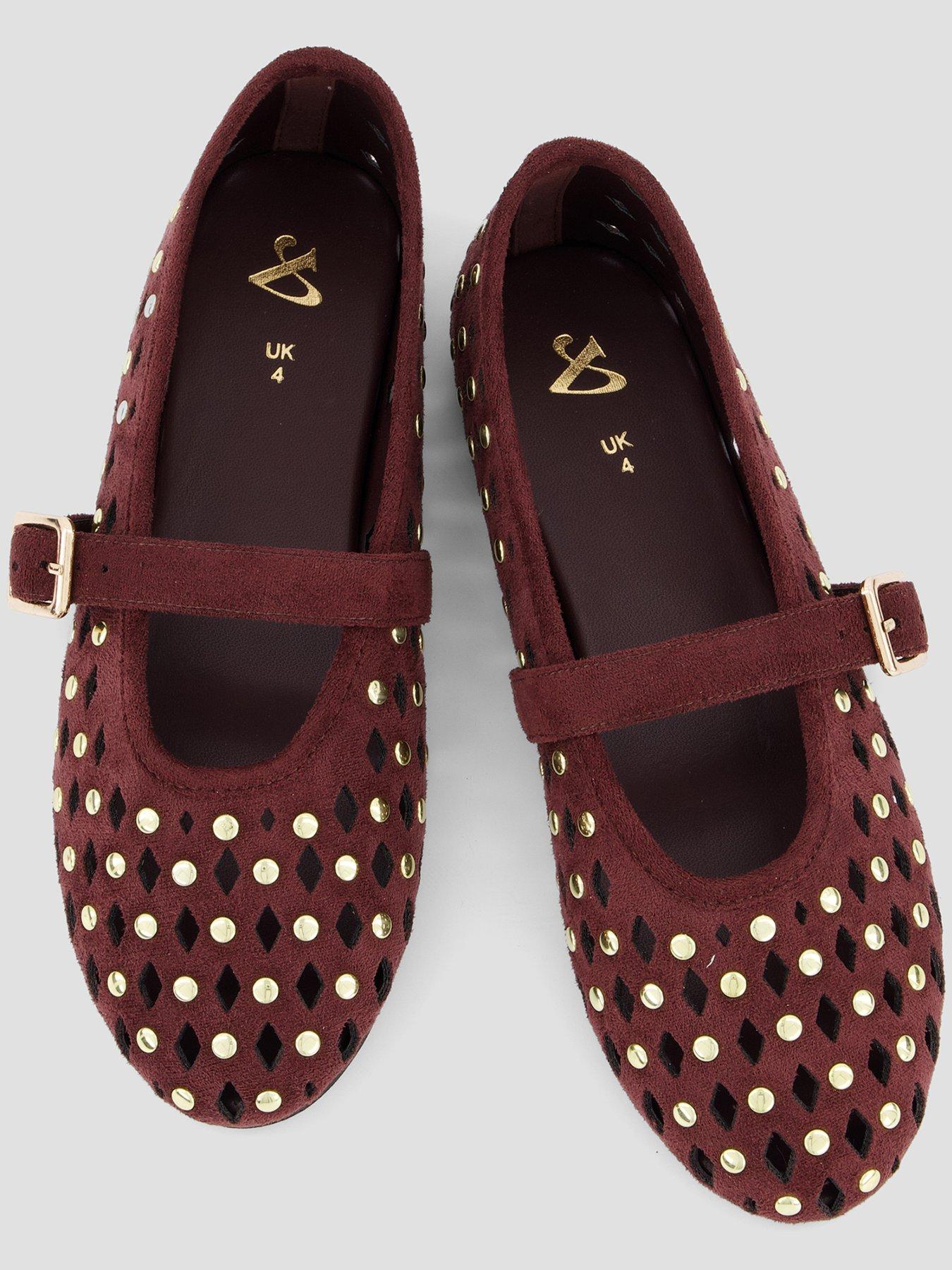 Image 3 of 7 of The Very Collection Studded Ballerina Flats - Burgundy