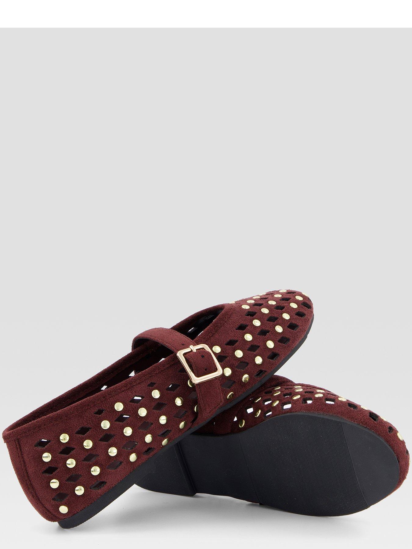 Image 4 of 7 of The Very Collection Studded Ballerina Flats - Burgundy