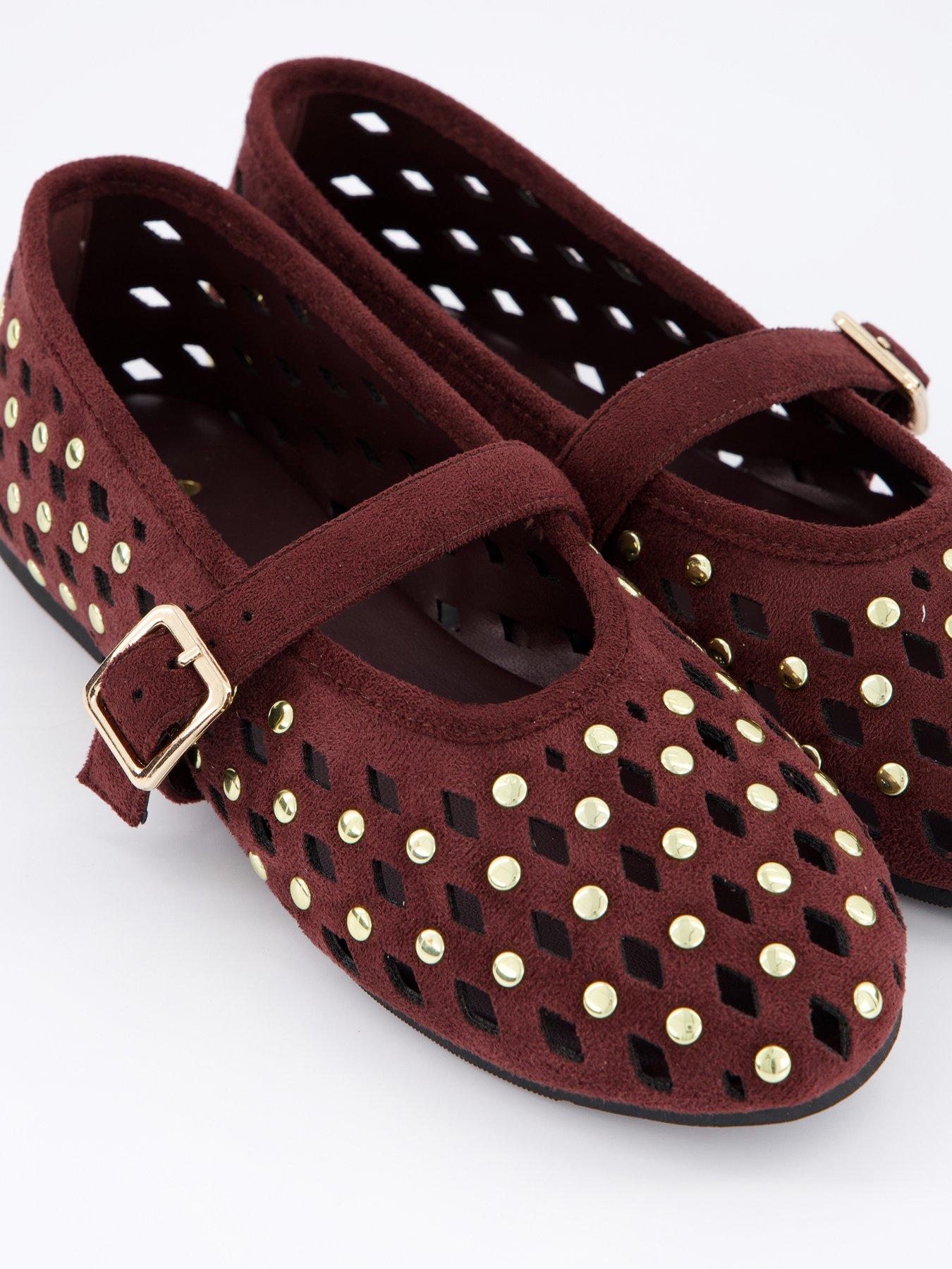 Image 5 of 7 of The Very Collection Studded Ballerina Flats - Burgundy