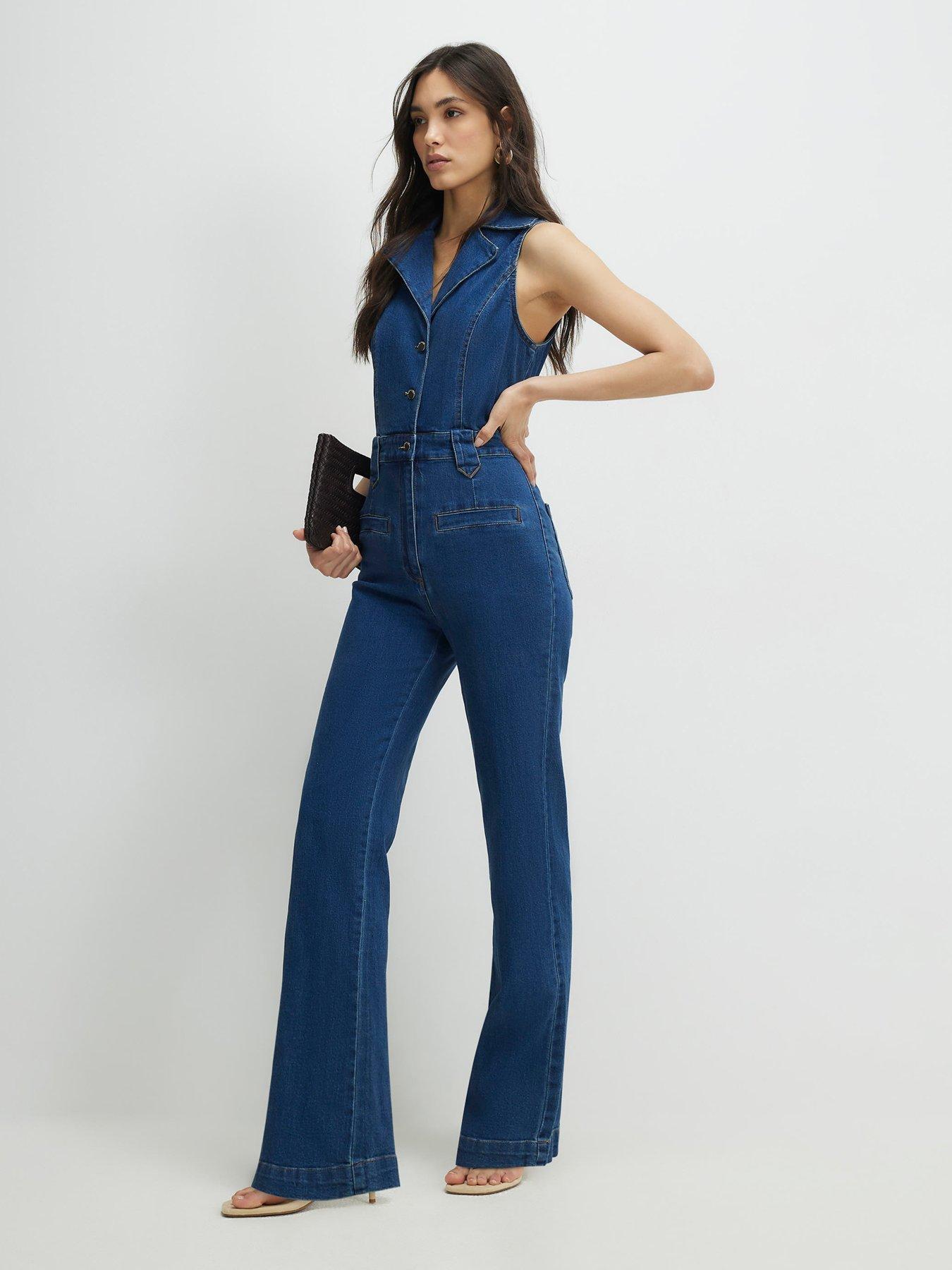 Image 1 of 5 of River Island Batman Stretch Sl Jumpsuit - Blue