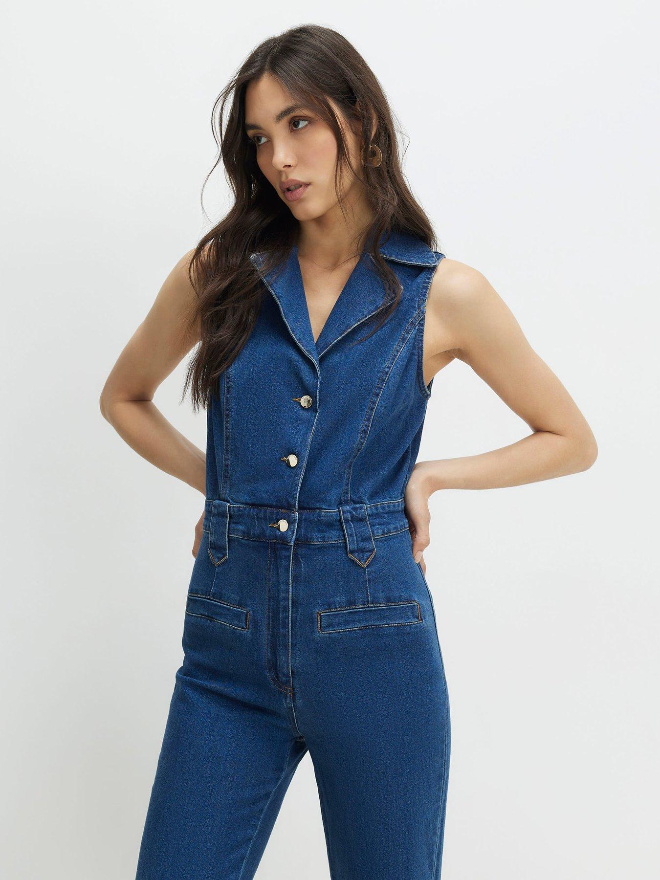 Image 4 of 5 of River Island Batman Stretch Sl Jumpsuit - Blue