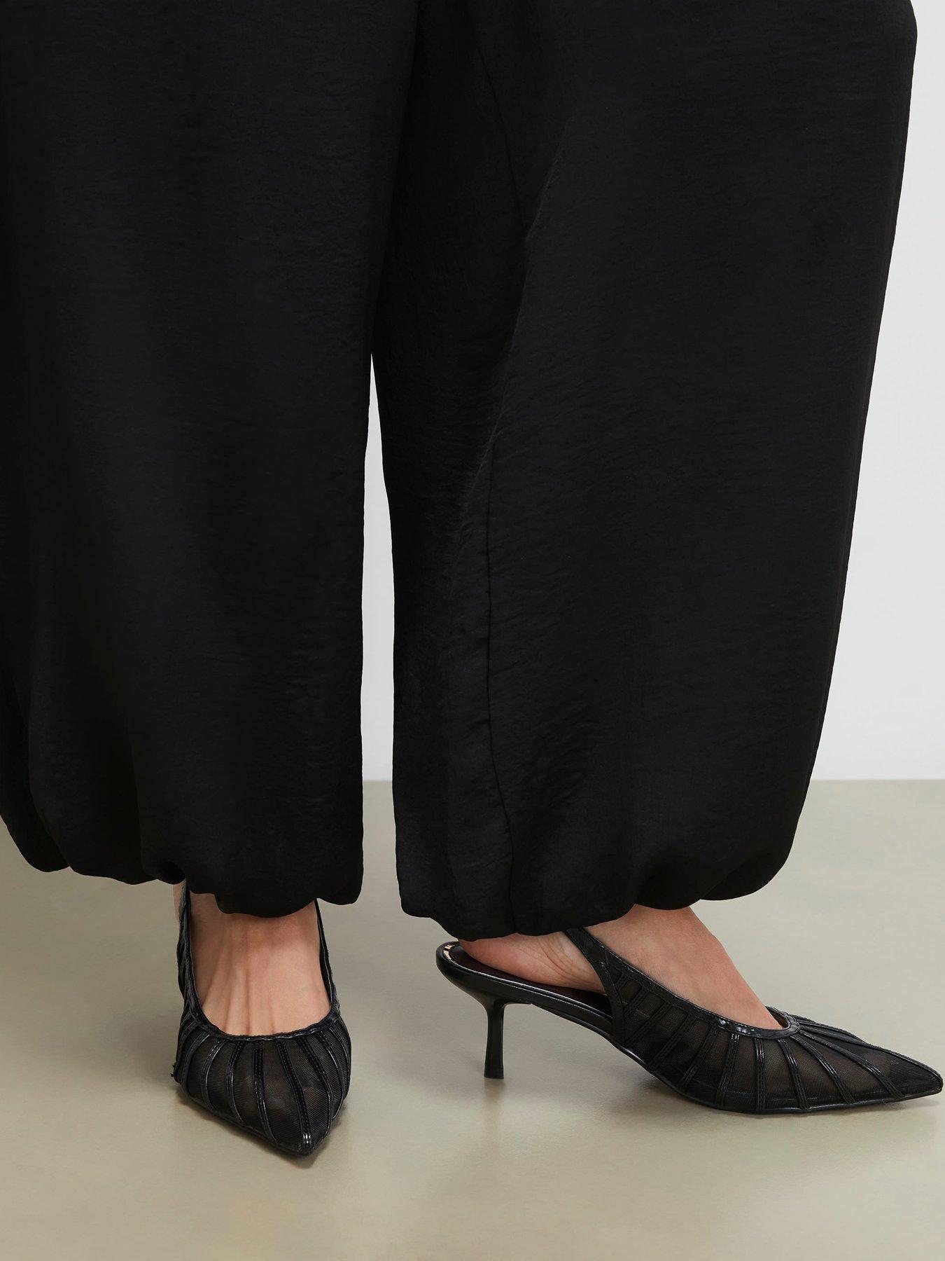 River Island Panelled Mesh Slingback Court Heels - Black