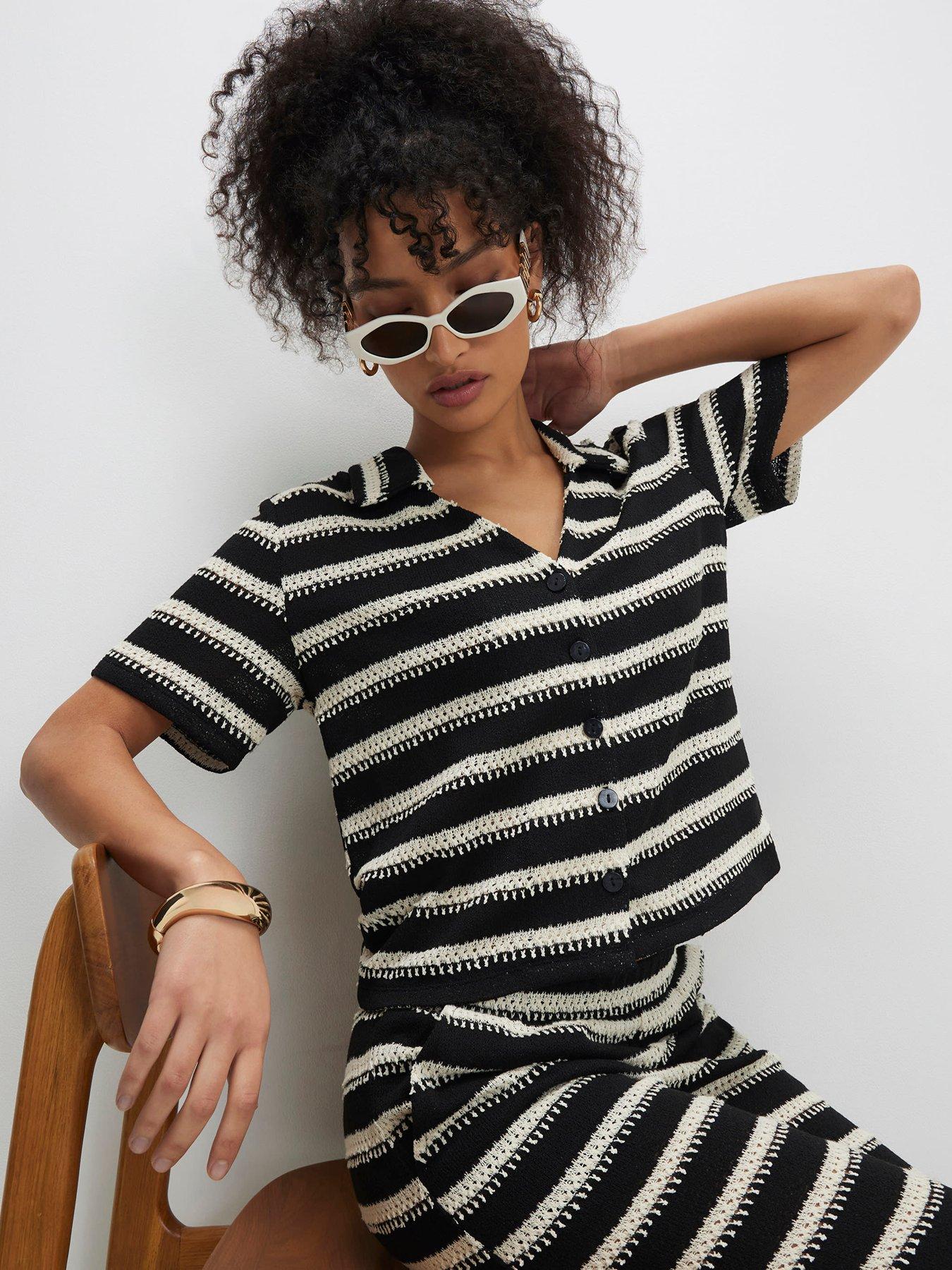 river-island-short-sleeve-stripe-texture-shirt-blackfront