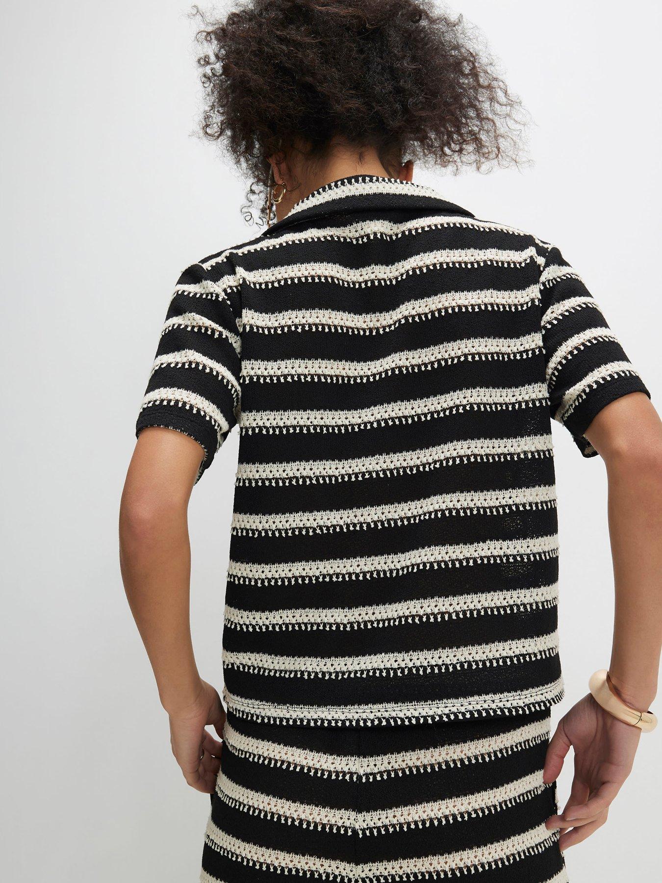 river-island-short-sleeve-stripe-texture-shirt-blackstillFront