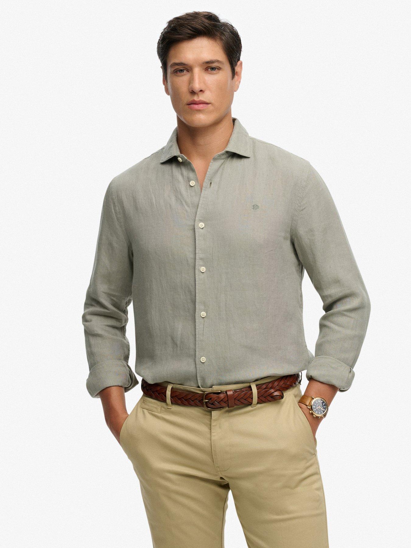 Superdry Superdry Riviera Long Sleeve Linen Shirt - Green