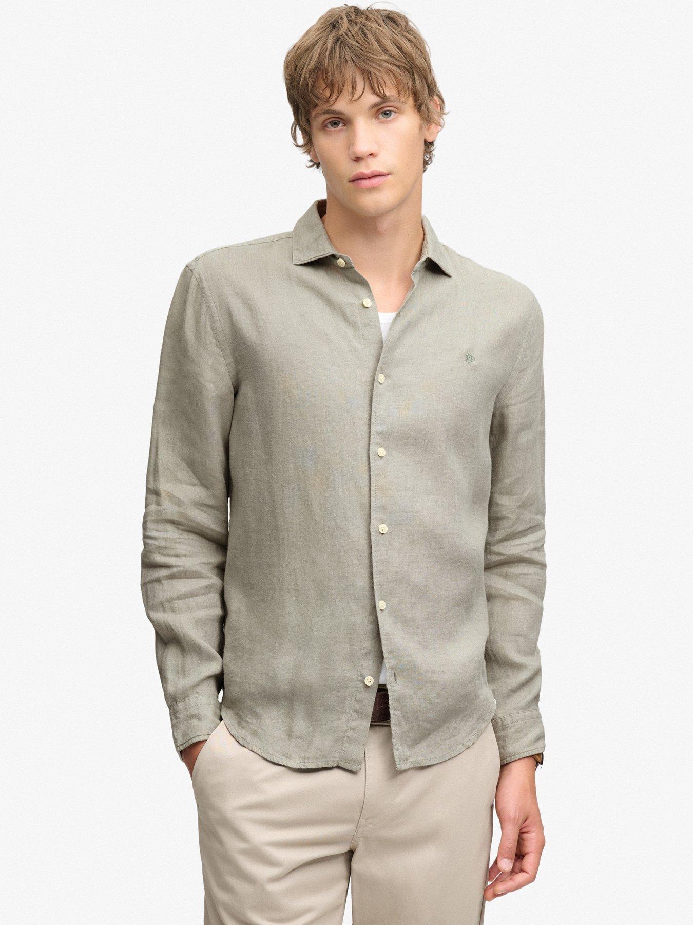 Superdry Superdry Riviera Long Sleeve Linen Shirt - Green