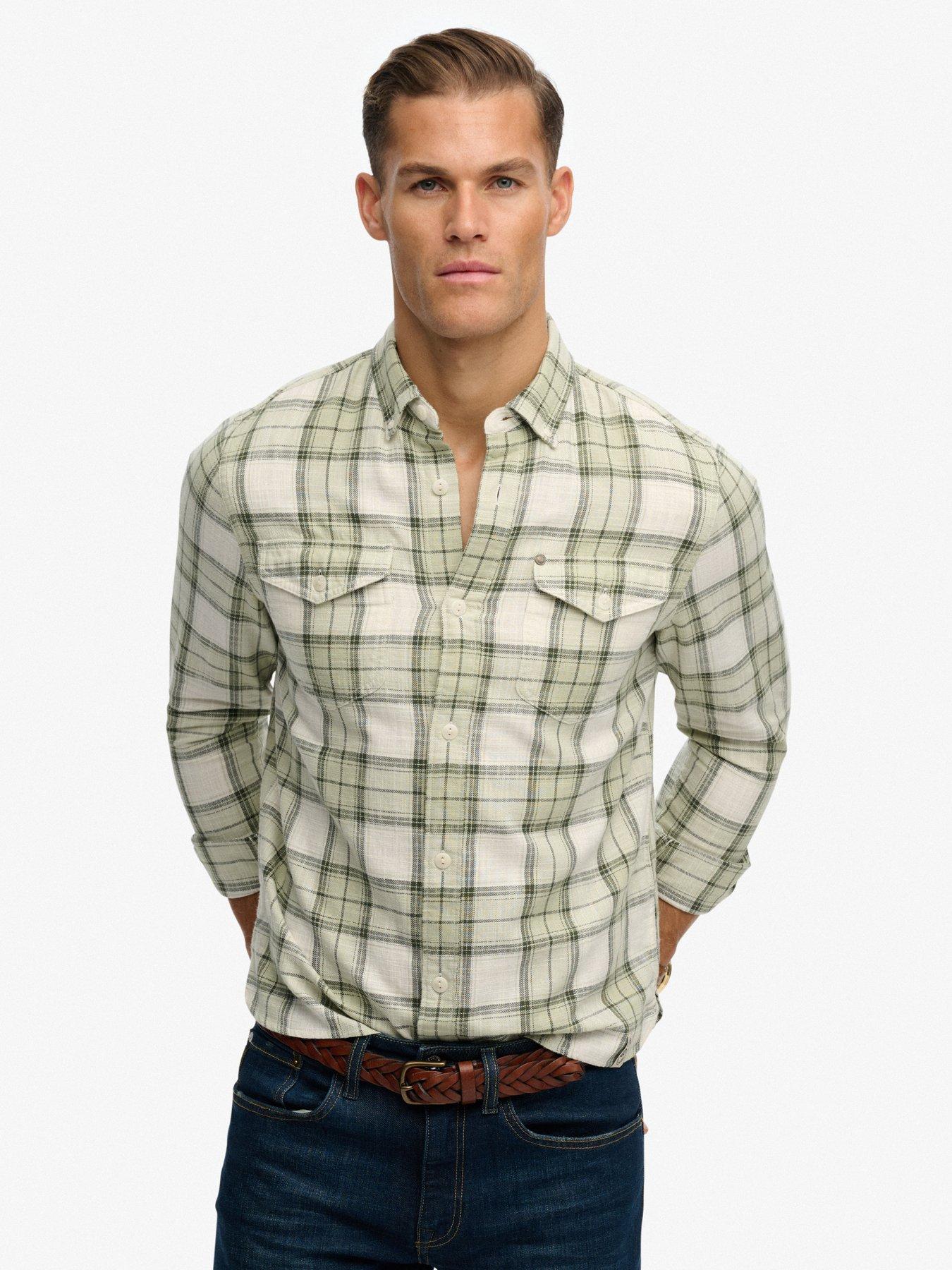 superdry-merchant-lite-check-shirt-greenfront