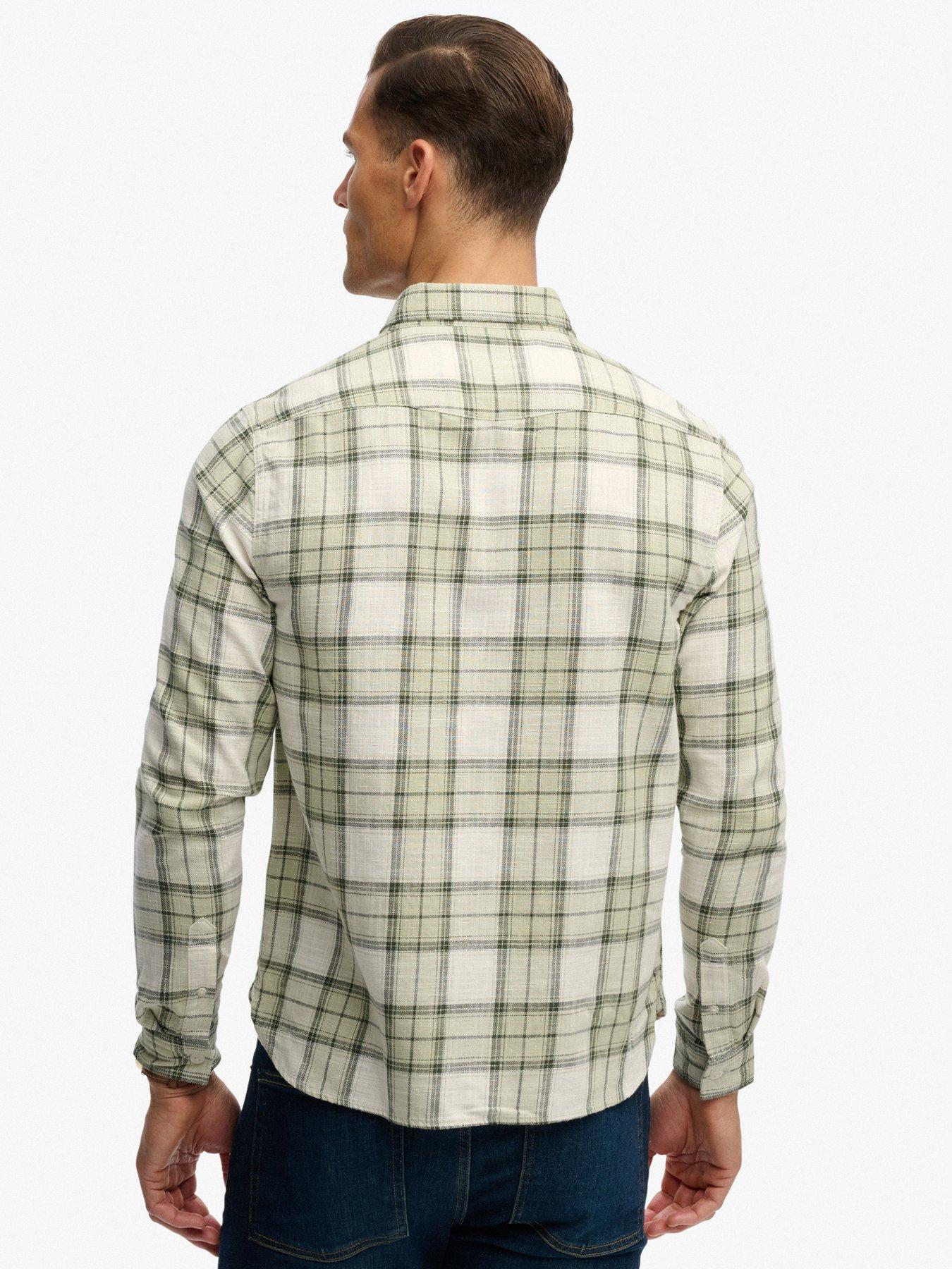 superdry-merchant-lite-check-shirt-greenstillFront