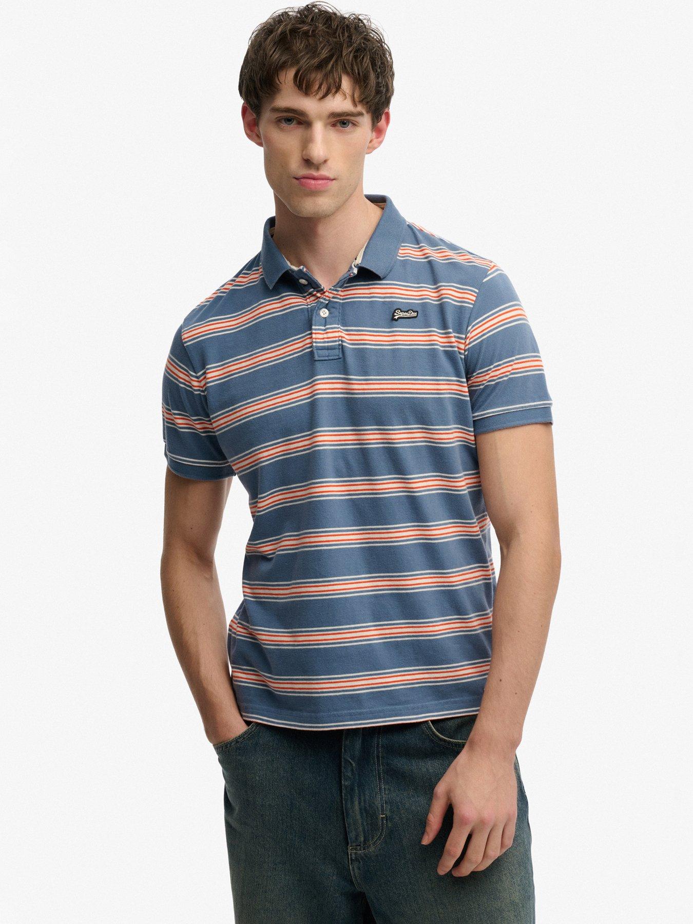 Superdry Superdry Vintage Stripe Jersey Polo Shirt - Blue