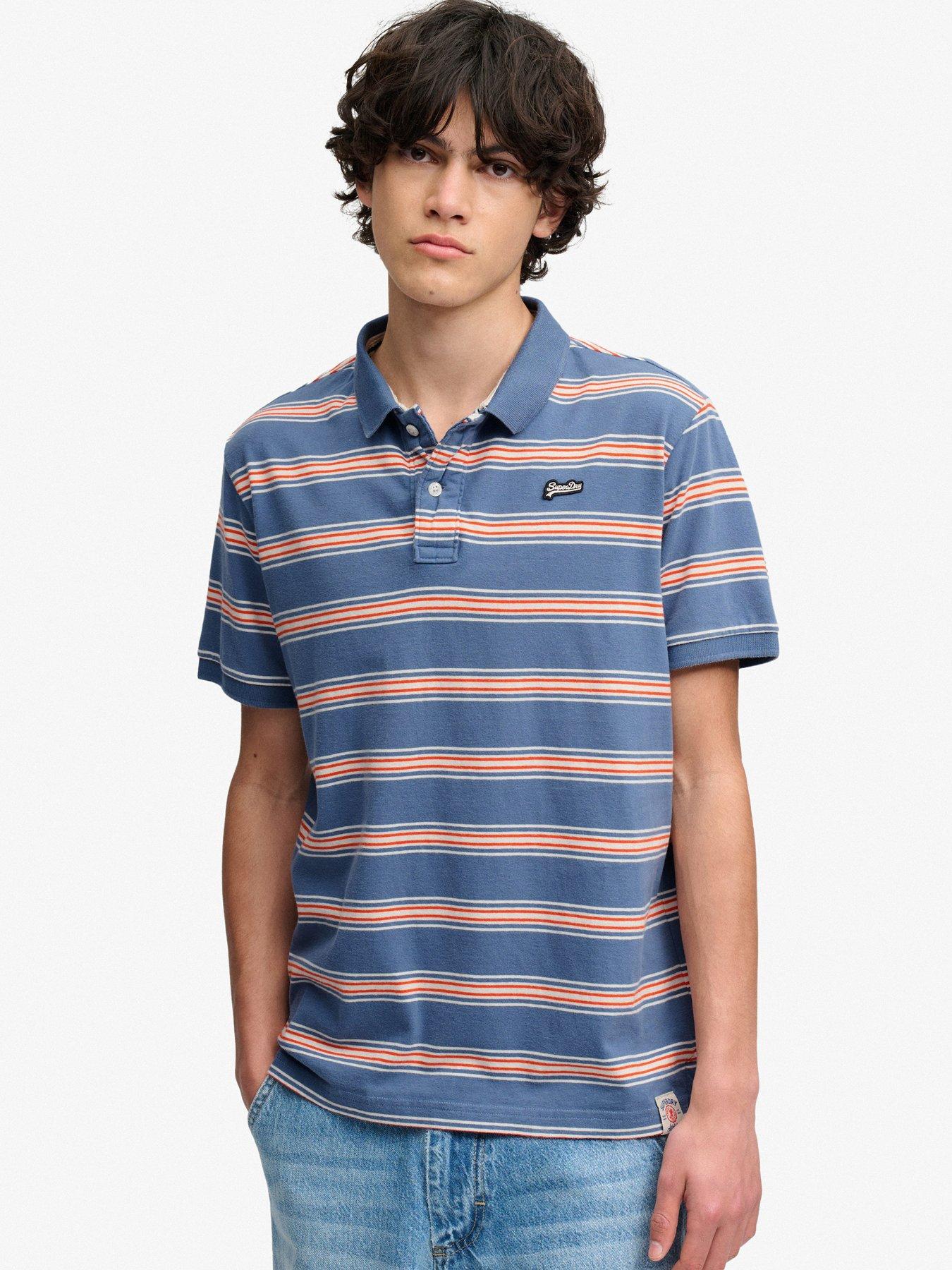 Superdry Superdry Vintage Stripe Jersey Polo Shirt - Blue