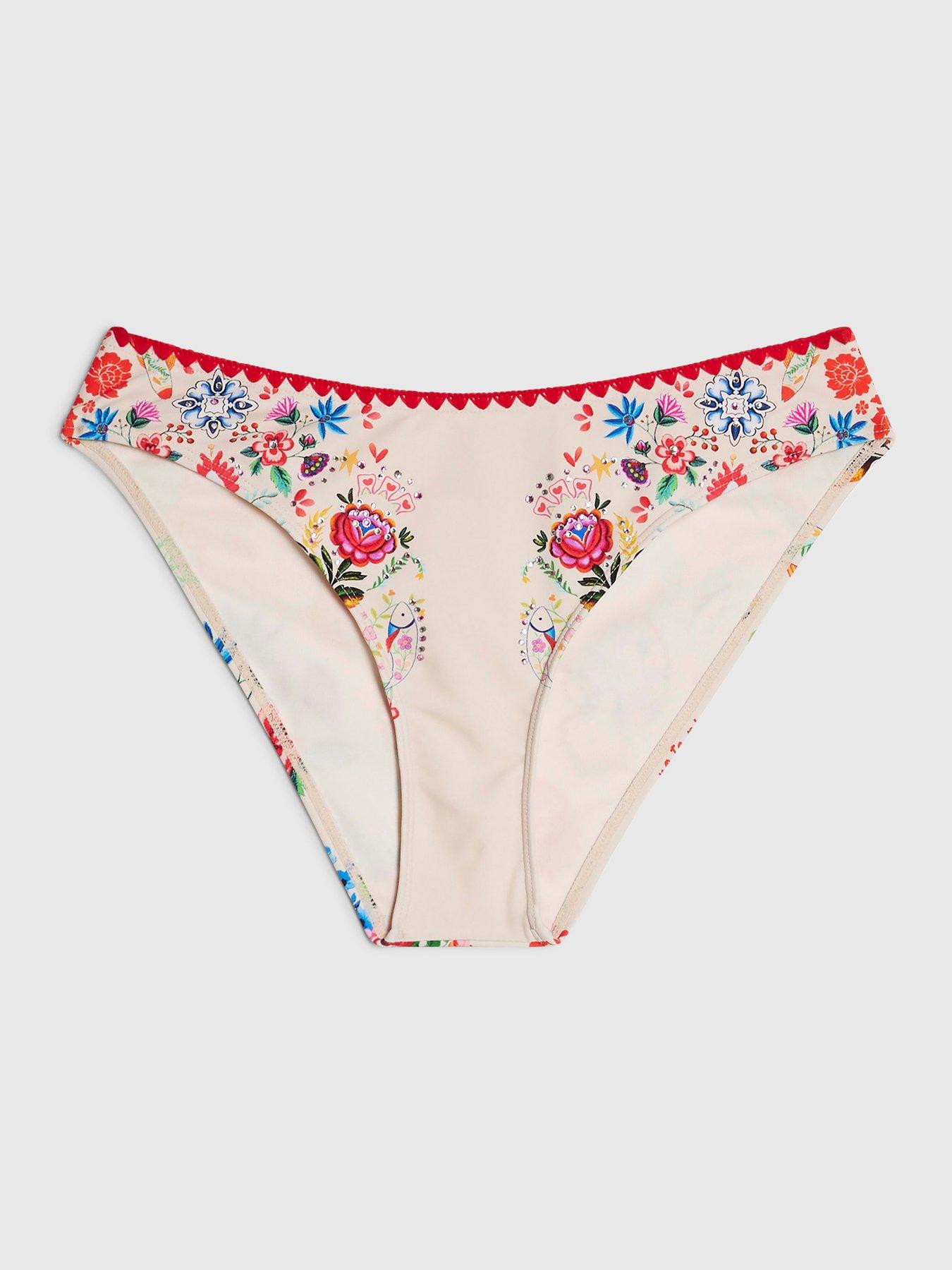 Image 5 of 6 of River Island White Hl Mexicana Bikini Brief Co-ord