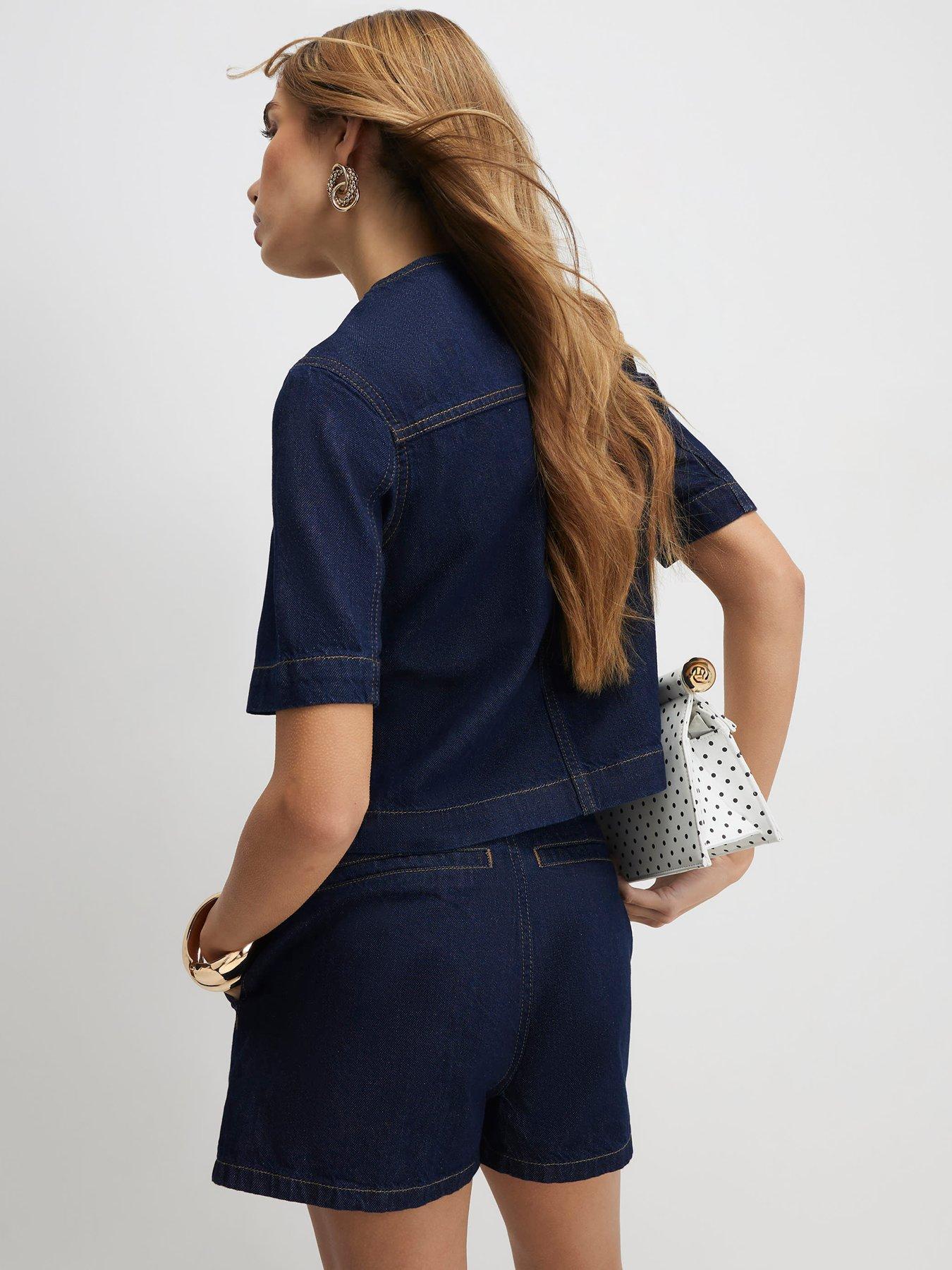 Image 2 of 6 of River Island Short Sleeve Button Front Twister Co-ord Shirt - Blue