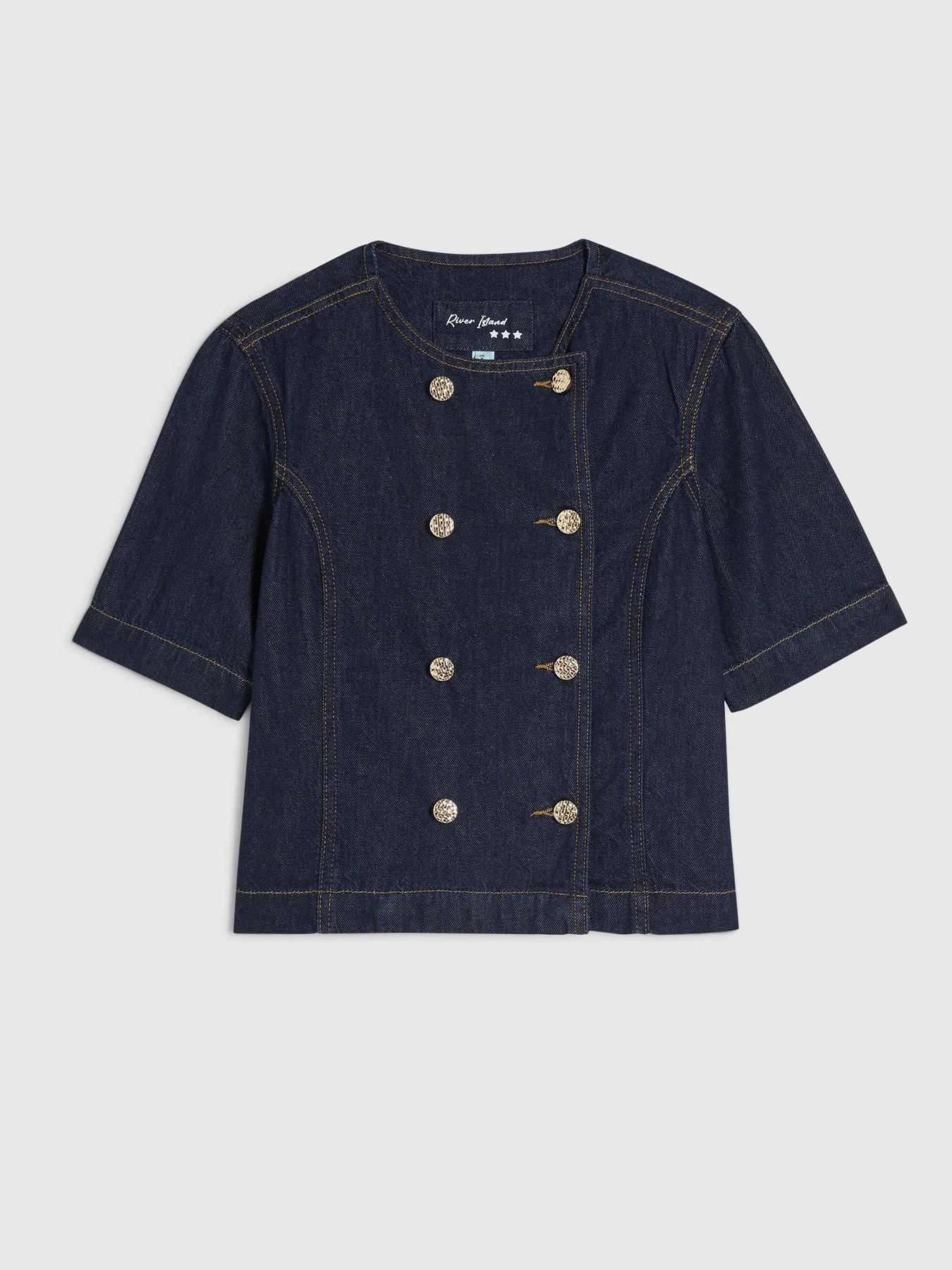 Image 5 of 6 of River Island Short Sleeve Button Front Twister Co-ord Shirt - Blue