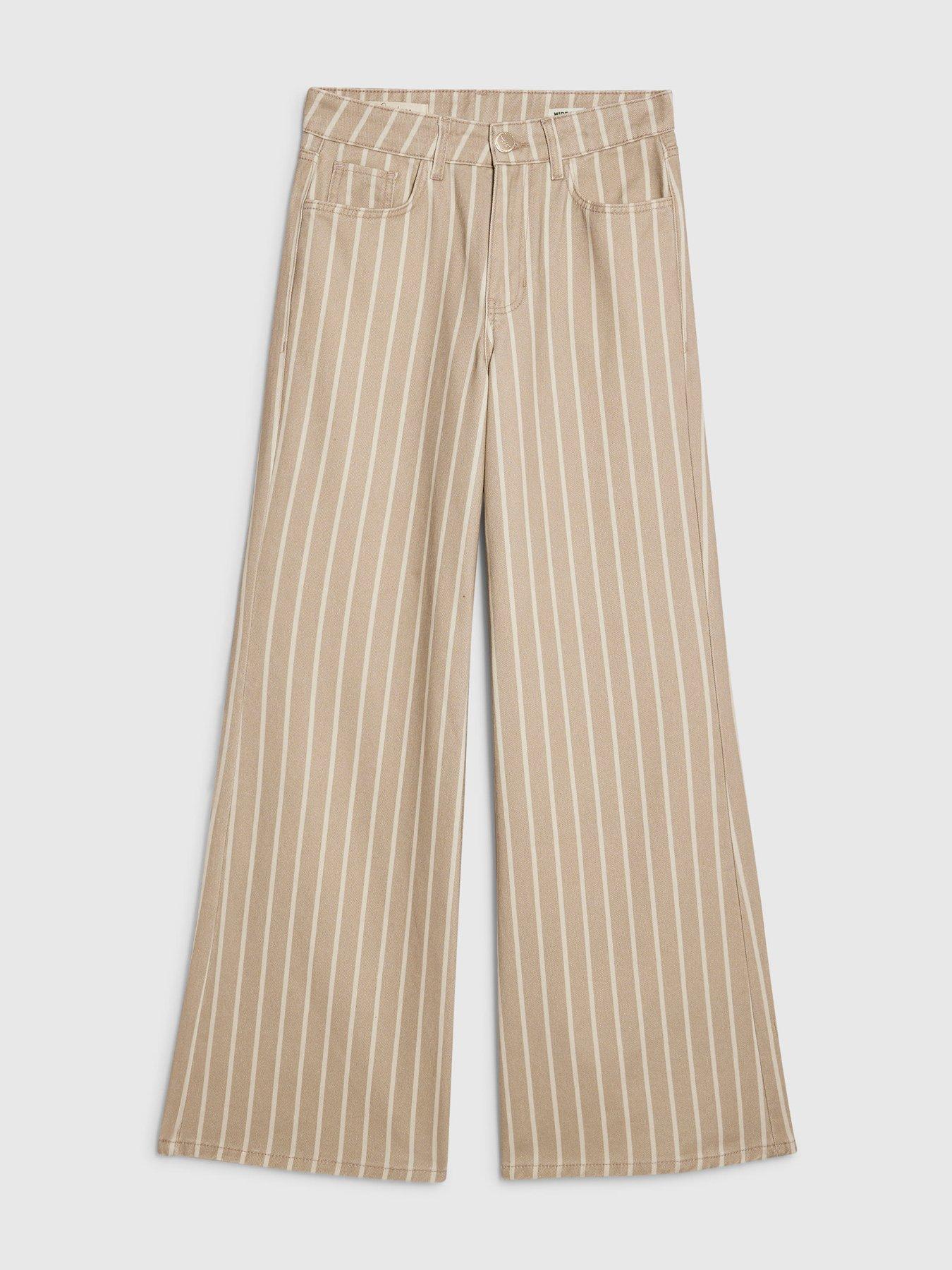 Image 5 of 6 of River Island Steve Stripe Super Wide - Beige