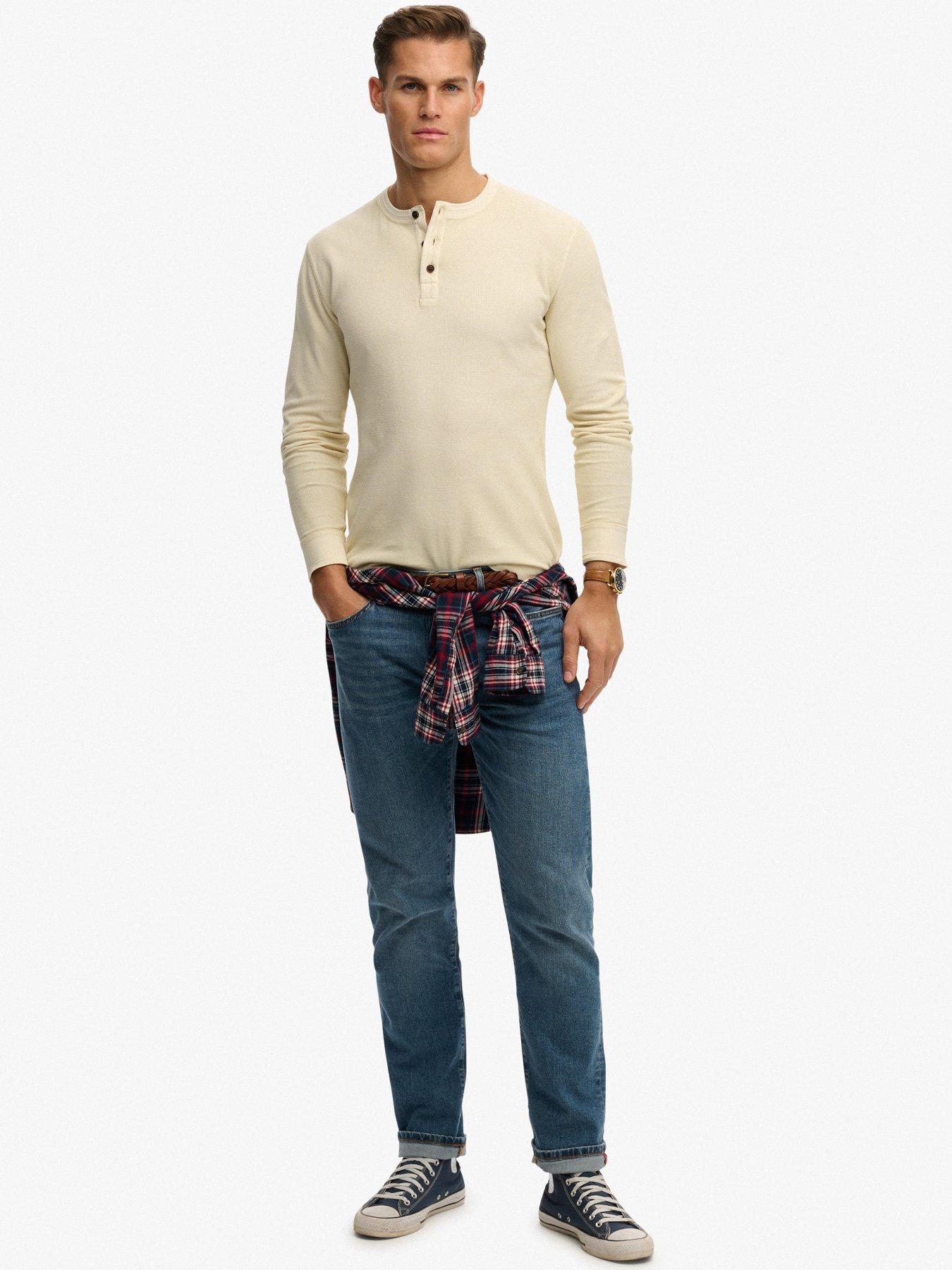Image 3 of 6 of Superdry Superdry Lightweight Textured Grandad Top - Cream