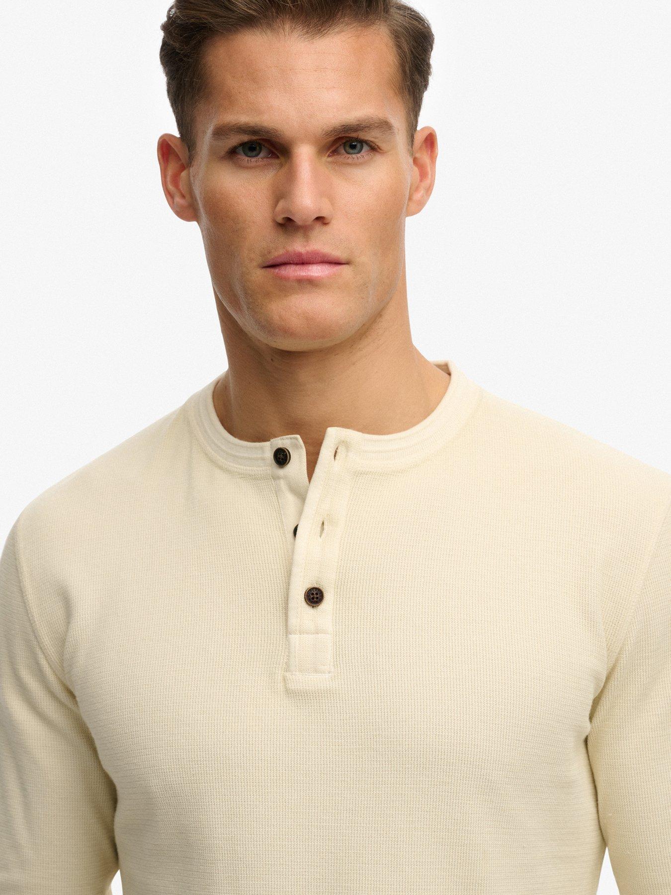 Image 4 of 6 of Superdry Superdry Lightweight Textured Grandad Top - Cream