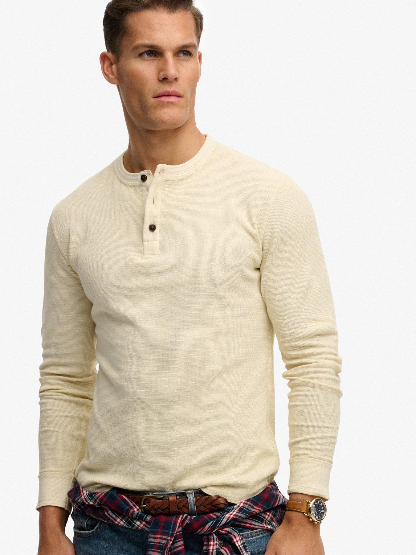 Image 5 of 6 of Superdry Superdry Lightweight Textured Grandad Top - Cream