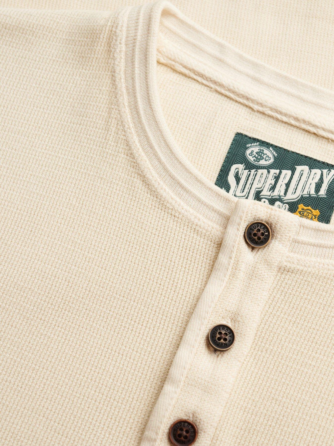 Image 6 of 6 of Superdry Superdry Lightweight Textured Grandad Top - Cream