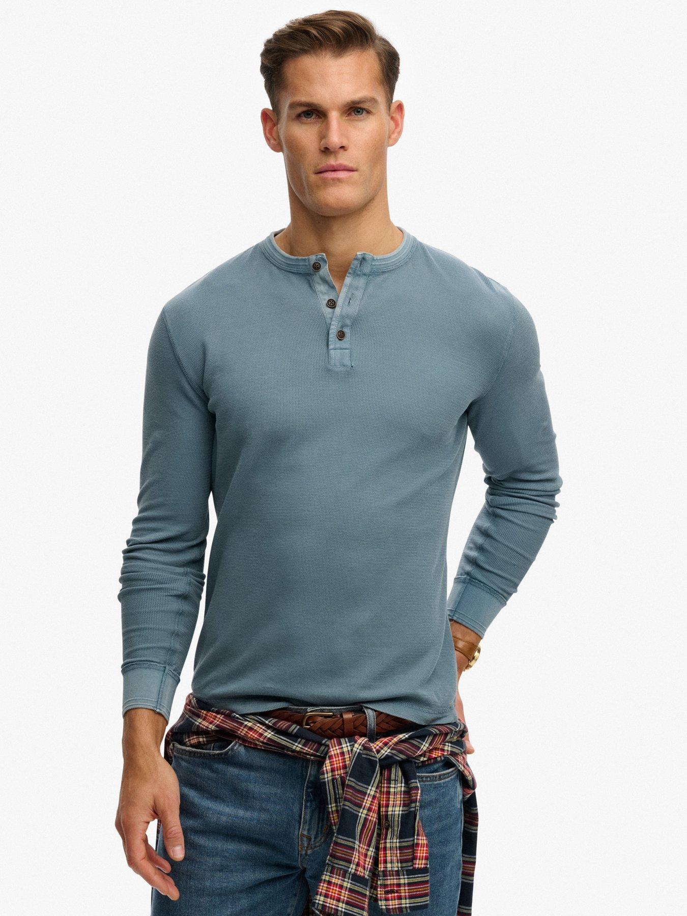 Superdry Superdry Lightweight Textured Grandad Top - Blue