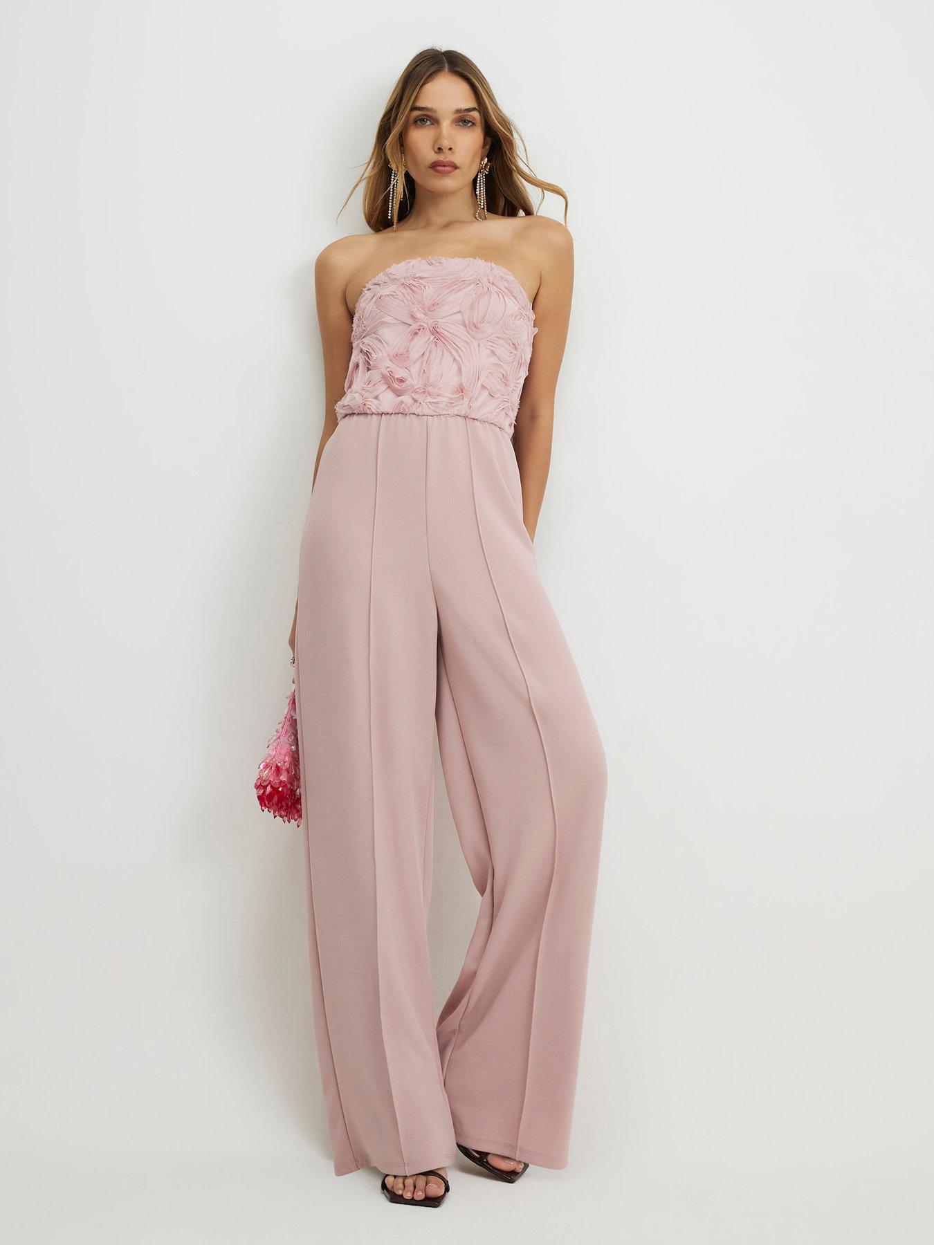 River Island Sls 3D Bandeau Jumpsuit - Pink