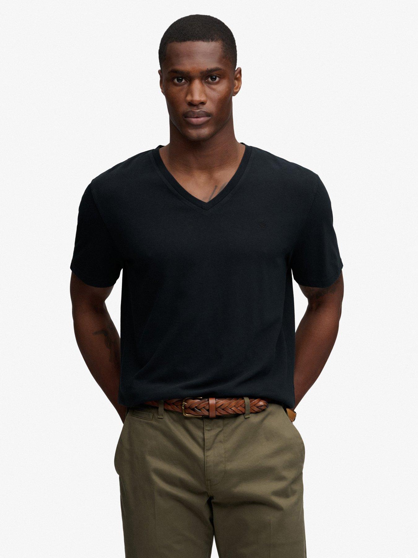 Superdry Superdry Classic Cotton Linen V-Neckline T-Shirt - Black