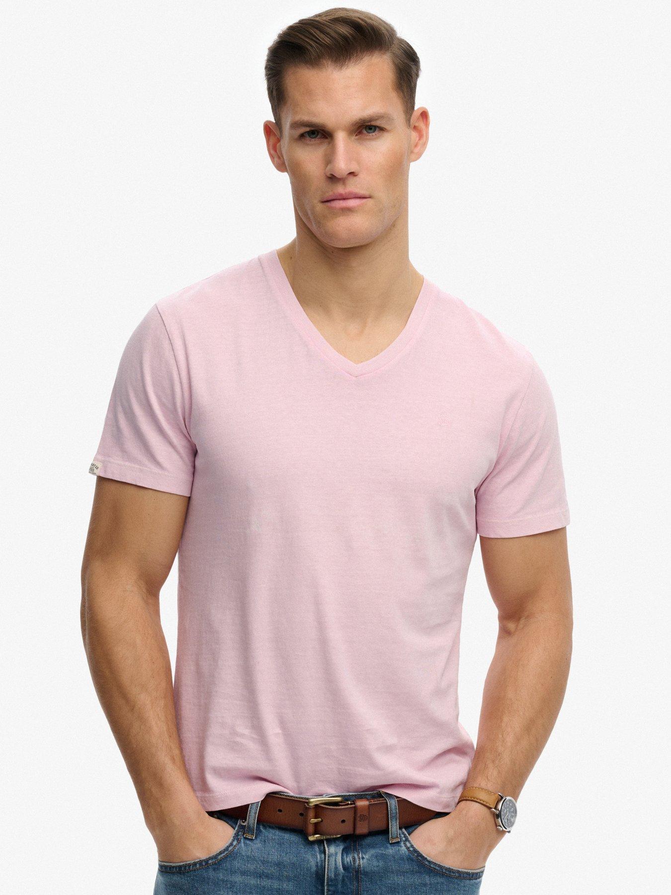 Superdry Superdry Classic Cotton Linen V-Neckline T-Shirt - Light Pink